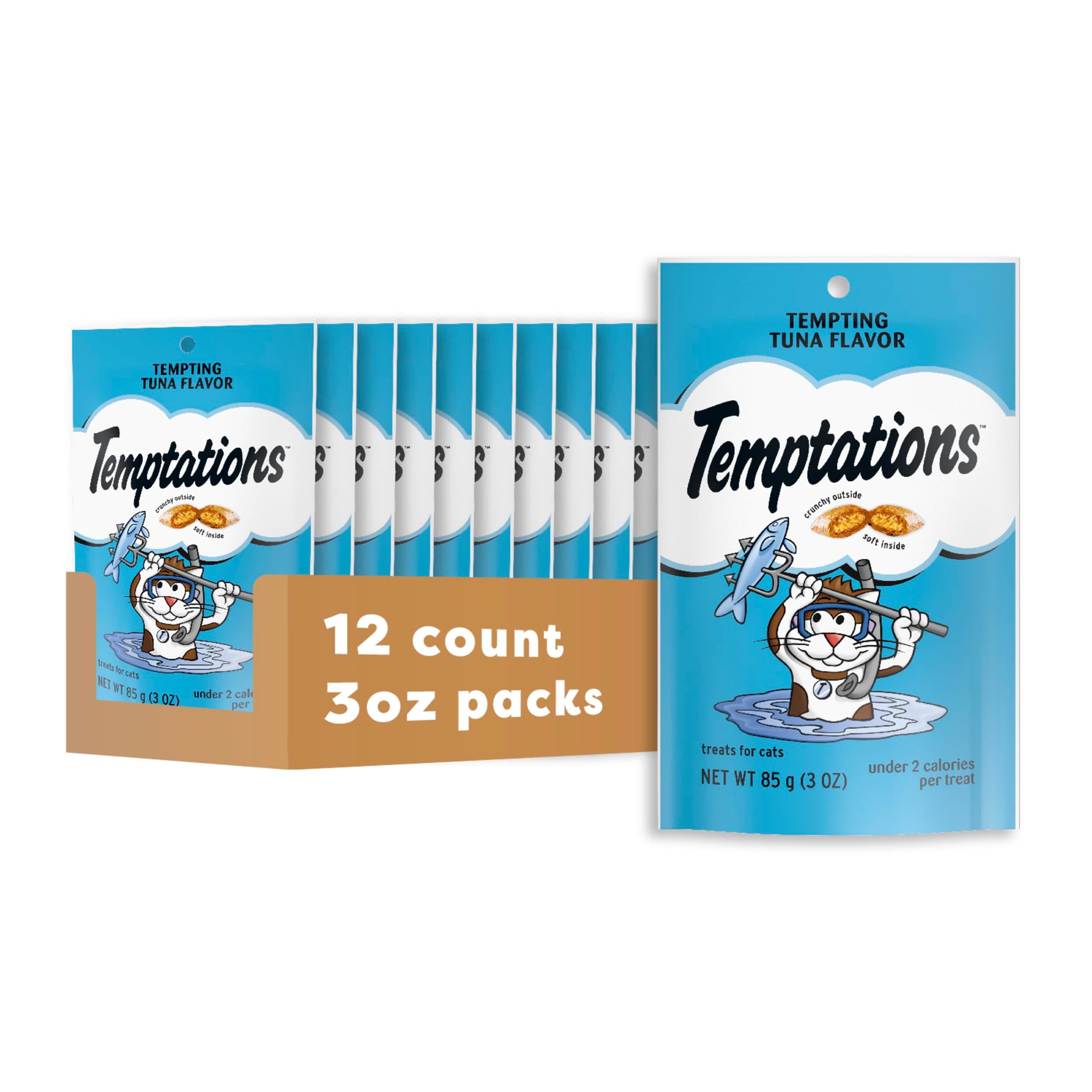 Tuna , 3 oz./12 Pack , Frustration-Free Packaging : TEMPTATIONS Classic Treats for Cats Multi-Packs