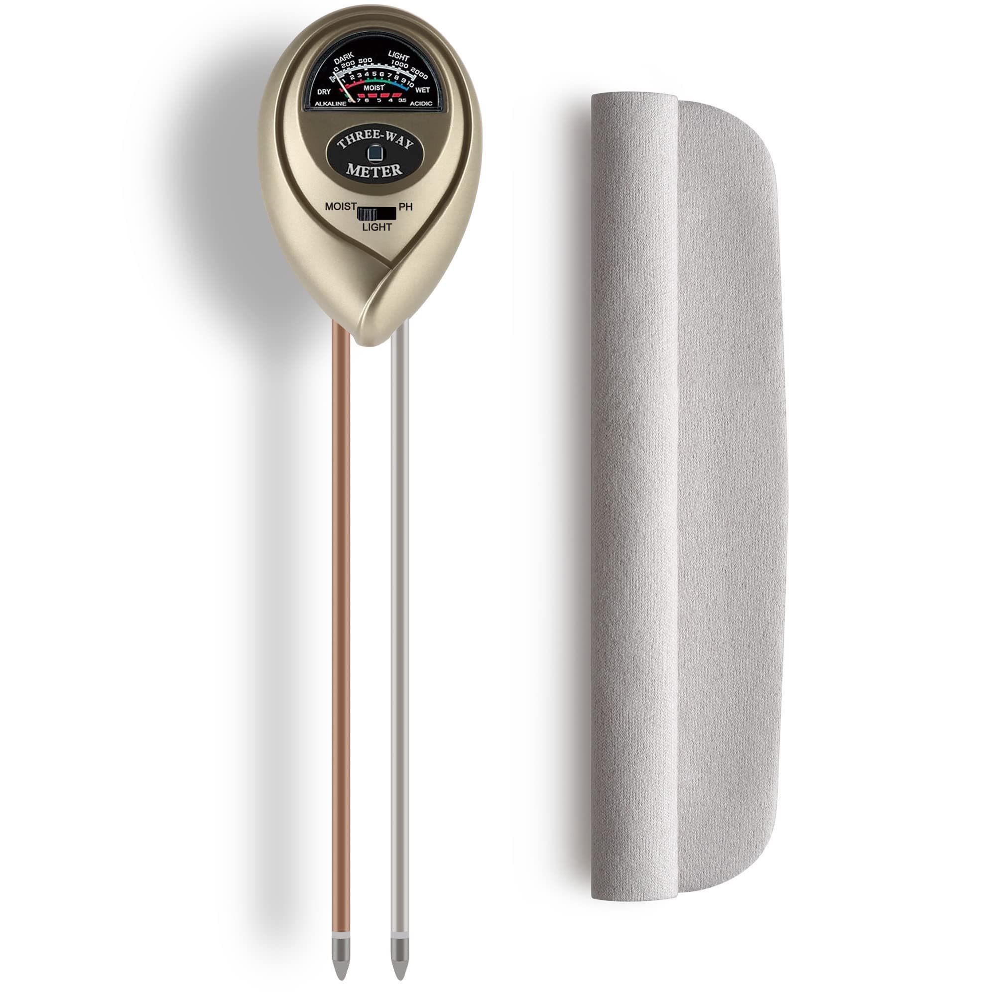 Plant Water Meter 3-in-1 Soil Moisture/Light/pH Tester for Plants Gardening Tool Kit Soil Hygrometer Sensor for Indoor & Outdoor Golden