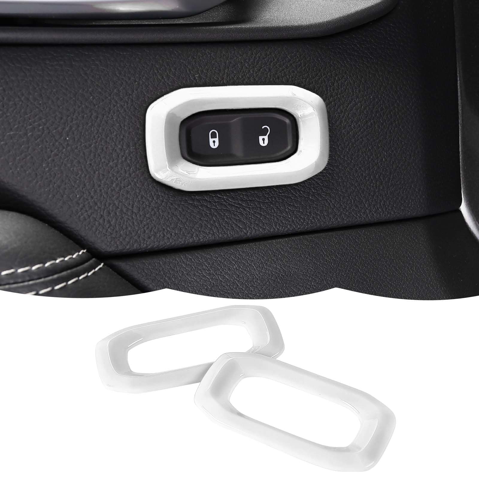 RT-TCZ Interior Door Lock Switch Cover Trim Frame Decoration Interior Accessories Compatible with Jeep Wrangler JL JLU & Gladiator JT 2018-2023,White