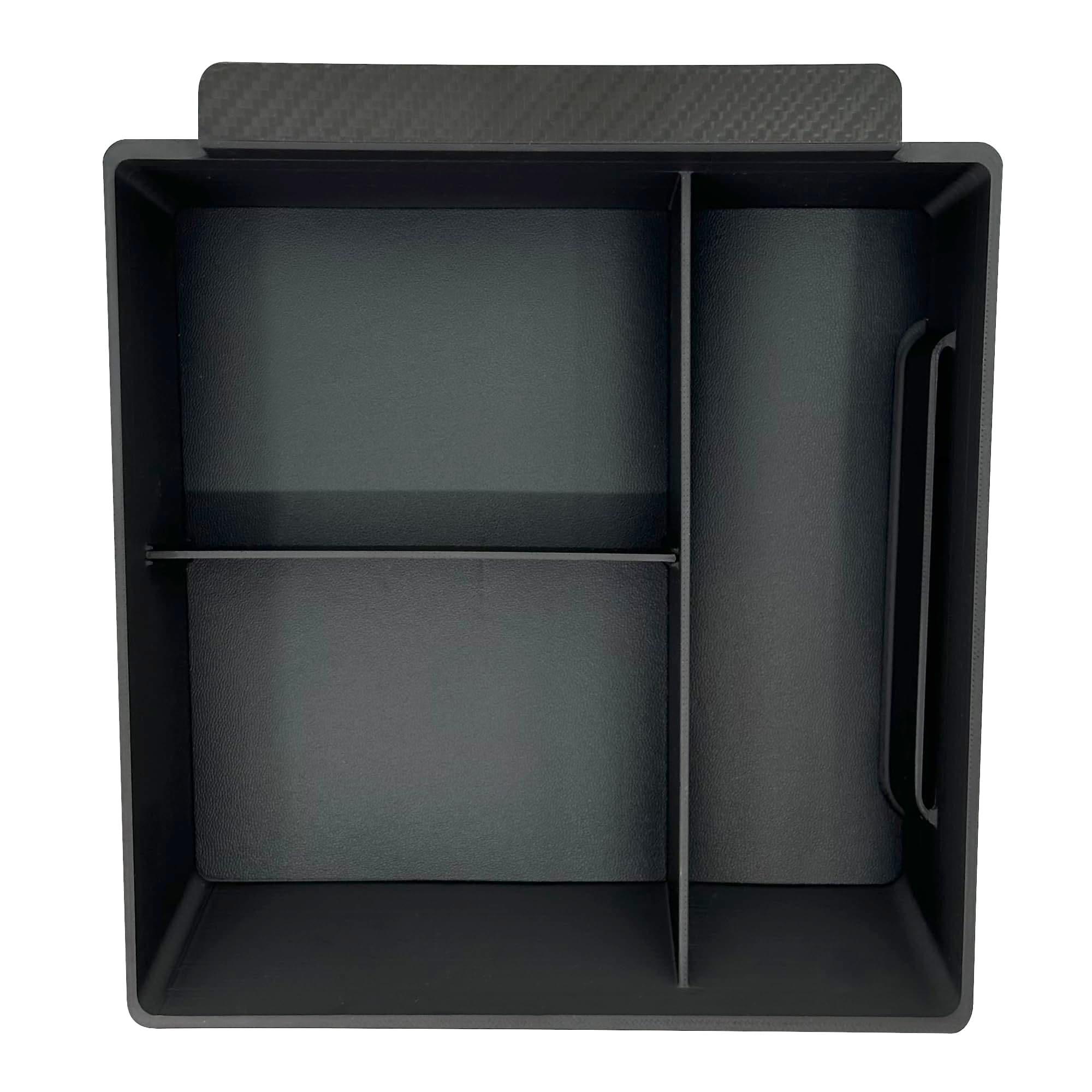 TWRAPS Center Console Organizer for Tesla Model X and Tesla Model S, Carbon Fiber Detail Armrest Storage Tray, Premium Faux Leather Inserts, Accessories Fit Model S/X 2025 2024 2023 2022 2021