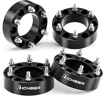 Richeer 6x5.5 Wheel Spacers for Silverado Suburban Sierra Savana 1500 Express Tahoe Yukon Escalade C2500 K1500, 2" Forged 6x139.7mm Wheel Spacer with M14x1.5 Studs & 108mm Center Bore