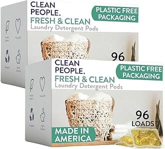 Clean People Laundry Washing Capsules - Recyclable Packaging, Hypoallergenic, Stain Fighting - Ultra Concentrated, Laundry Soap - Fresh Scent, 192 Pack