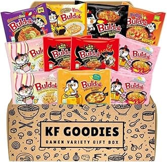 KF GOODIES Korean Ramen Variety Pack Gift Box (11 Count) – Spicy Buldak Noodle Assortment for Birthdays, College Care Packages, Office Snacks, and Gift Baskets