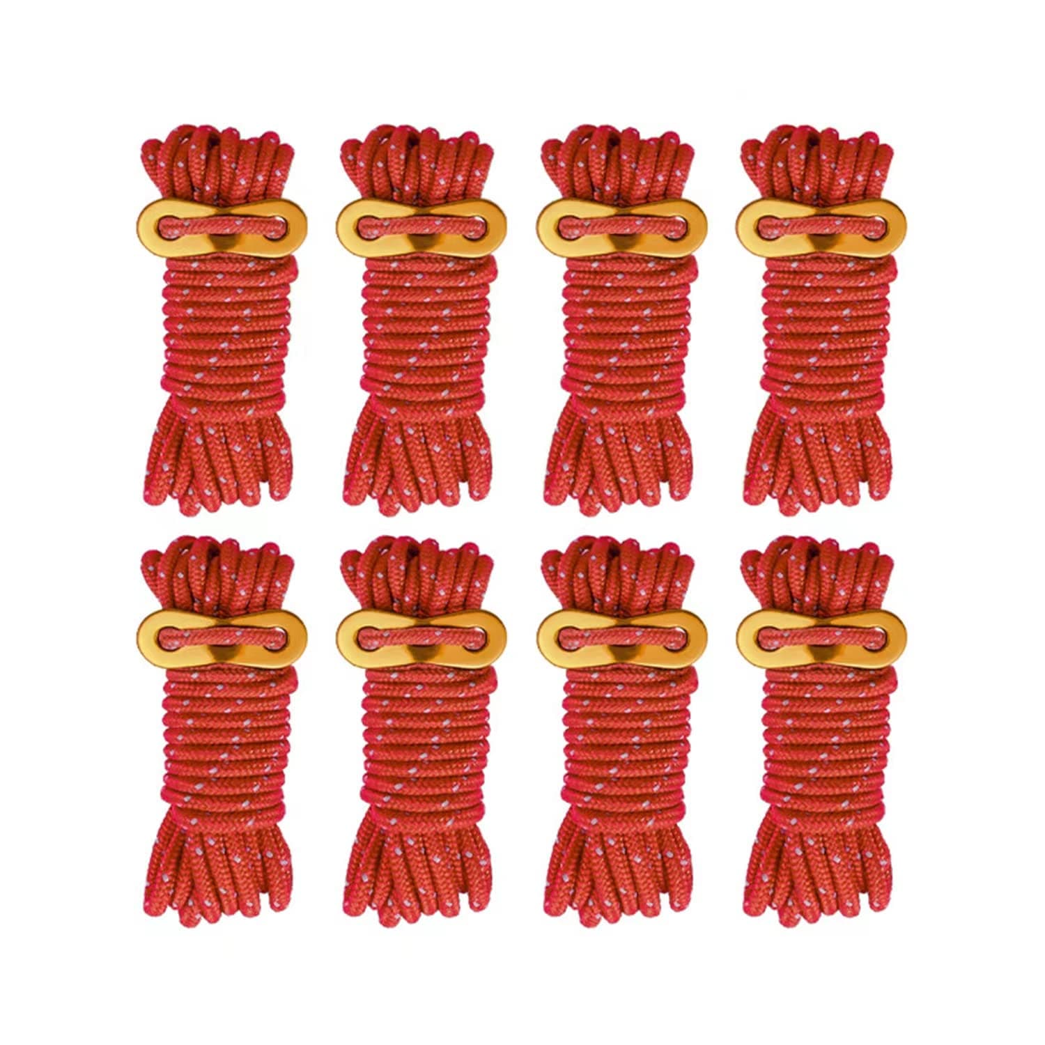 Smithok 8 Pack High-Reflective Guy Lines 4mm Tent Cords High-Strength Lightweight Camp Ropes with Aluminum Adjuster Tensioner for Tent, Tying Down Tarps, Camping, Outdoor Packaging (Red, 13ft)
