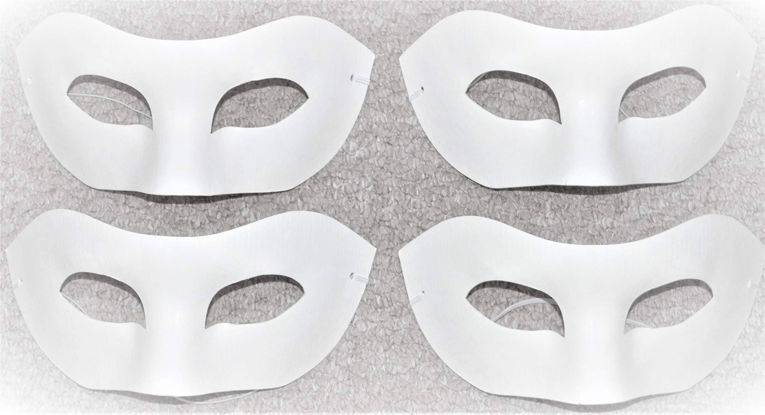 4 x HALF FACE MASK, PAINT MASK DECORATE PLAIN MASKS white mask
