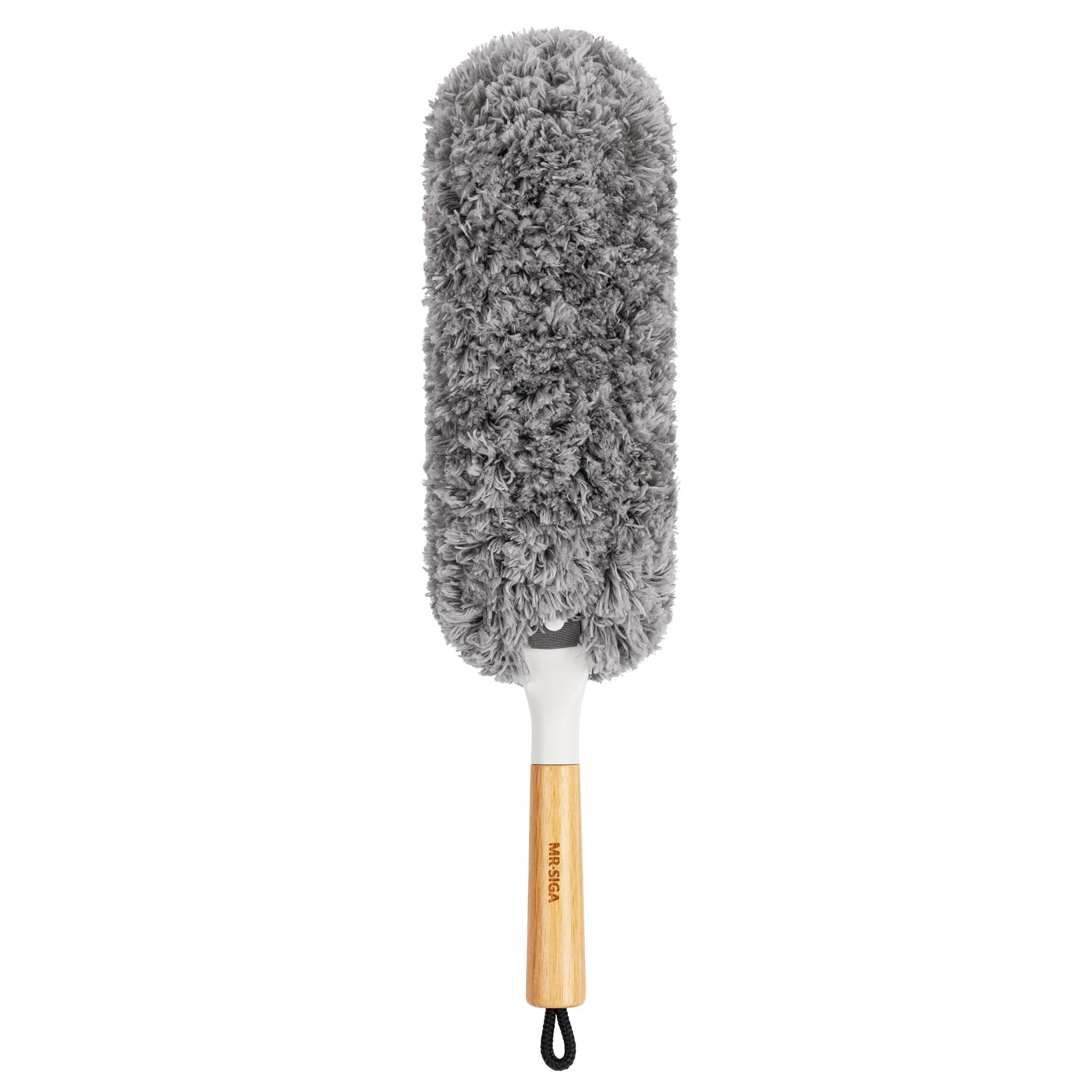 MR.SIGA Lint Free Microfiber Duster, Washable and Reusable Duster with Bamboo Handle and Replaceable Head, Duster for Household Cleaning