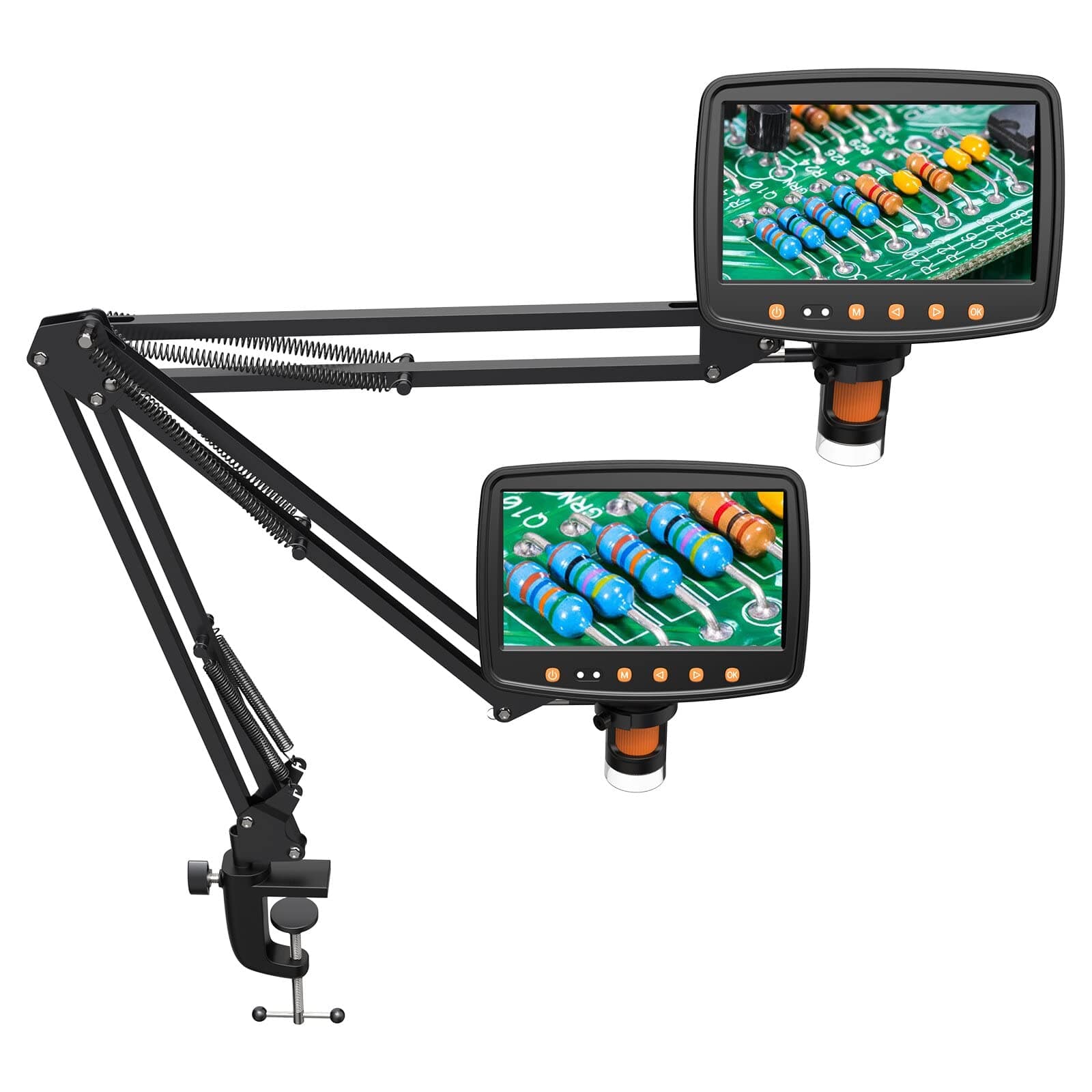 Microscope Arm Stand,Adjustable Metal Bracket with Clamp and Grommet Base,Coin Microscope Mount ,Compatible with Model DM4 DM9 MS2 MS1 MS3& Most 4.3'',7'' Digital Microscopes (1.65(for MS1,MS3)