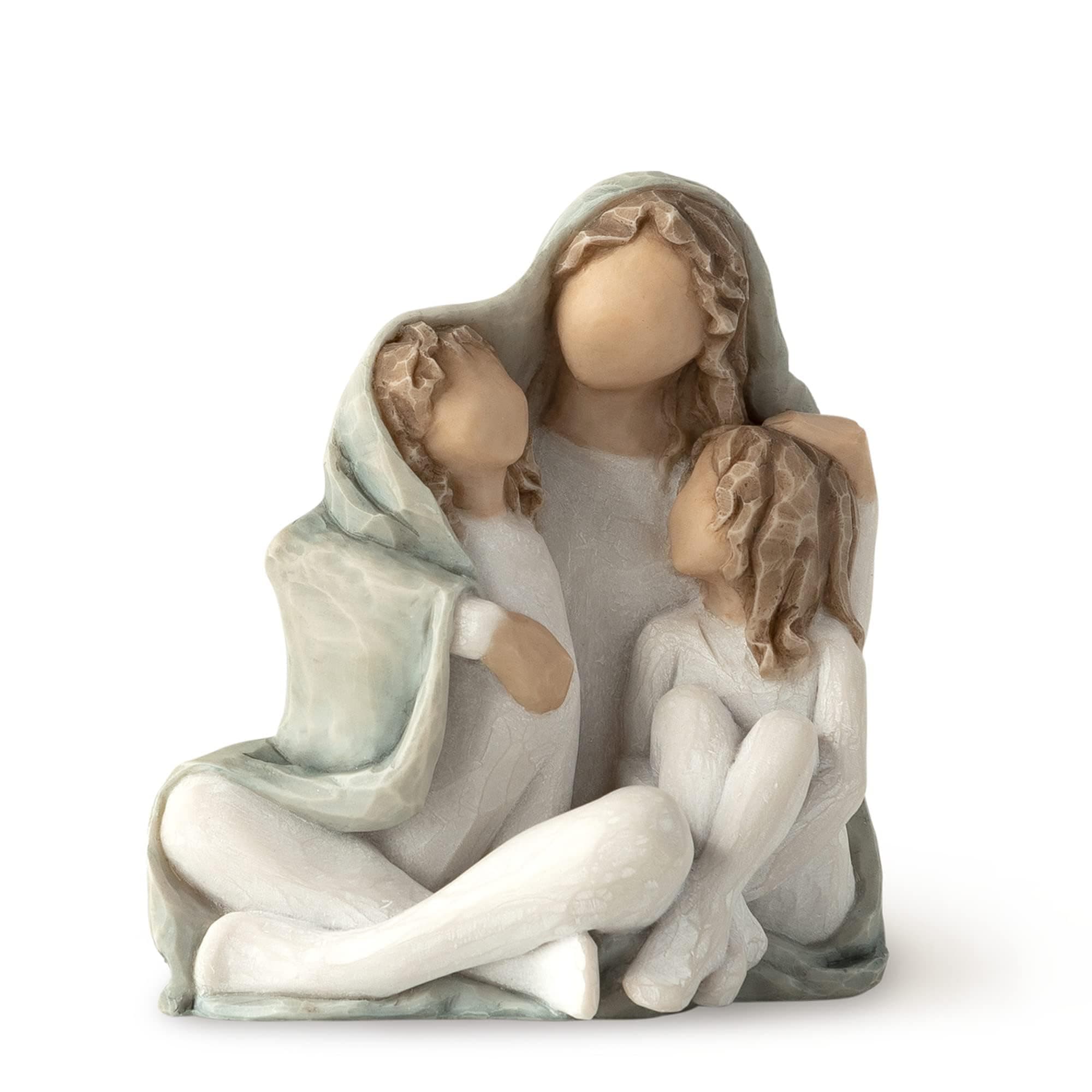 Willow Tree Cozy, Close Together, we Three, Loving Embrace from Mother, Grandmother, Caregiver, Nanny, Depicts Playful Relationship and Imaginative Play, Sculpted Hand-Painted Figure