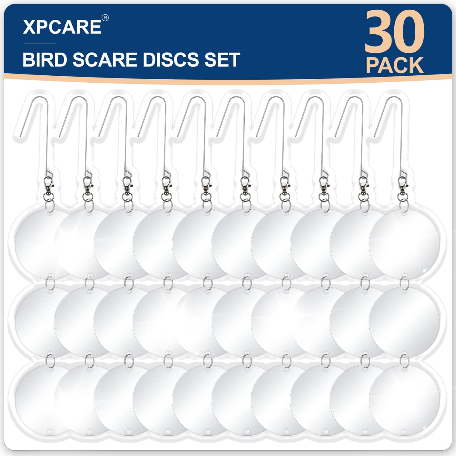 XPCARE 30 Pcs Bird Scare Discs, Reflective Double-Sided Bird Reflectors Upgraded Discs Set Reflective to Scare Bird Like Woodpeckers Pigeons Ducks