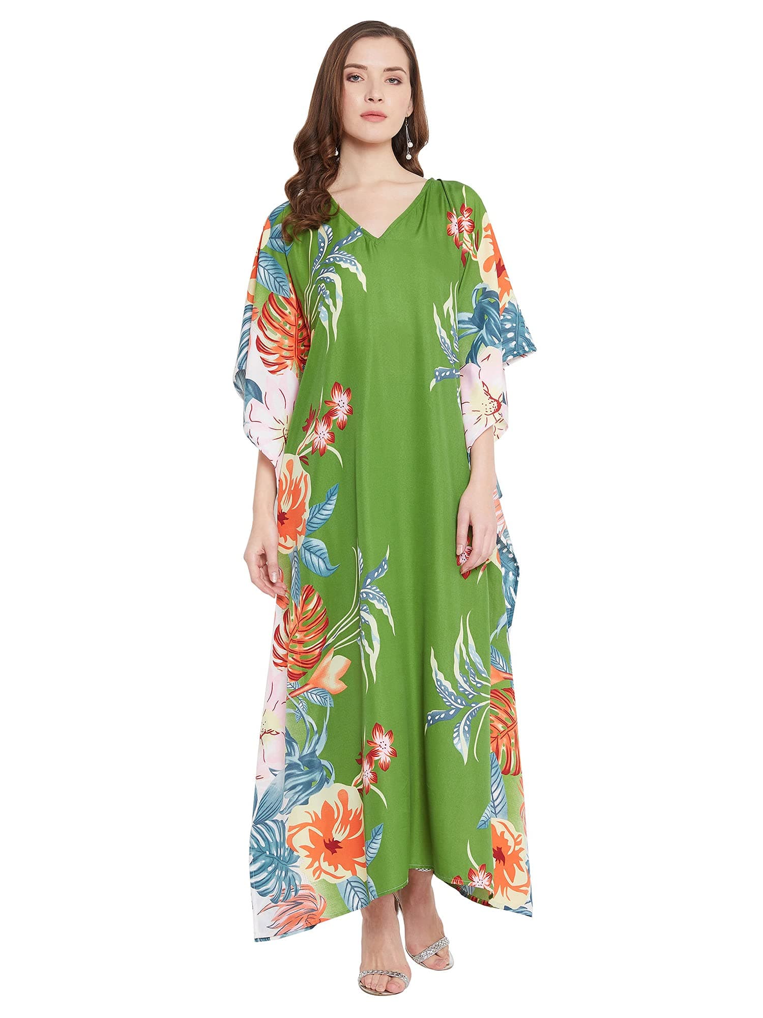 Women Long Maxi Plus Size Polyester Kaftan Caftan Gown Beach Party Casual Dress Swimwear Cover Up Lounge Resort Wear