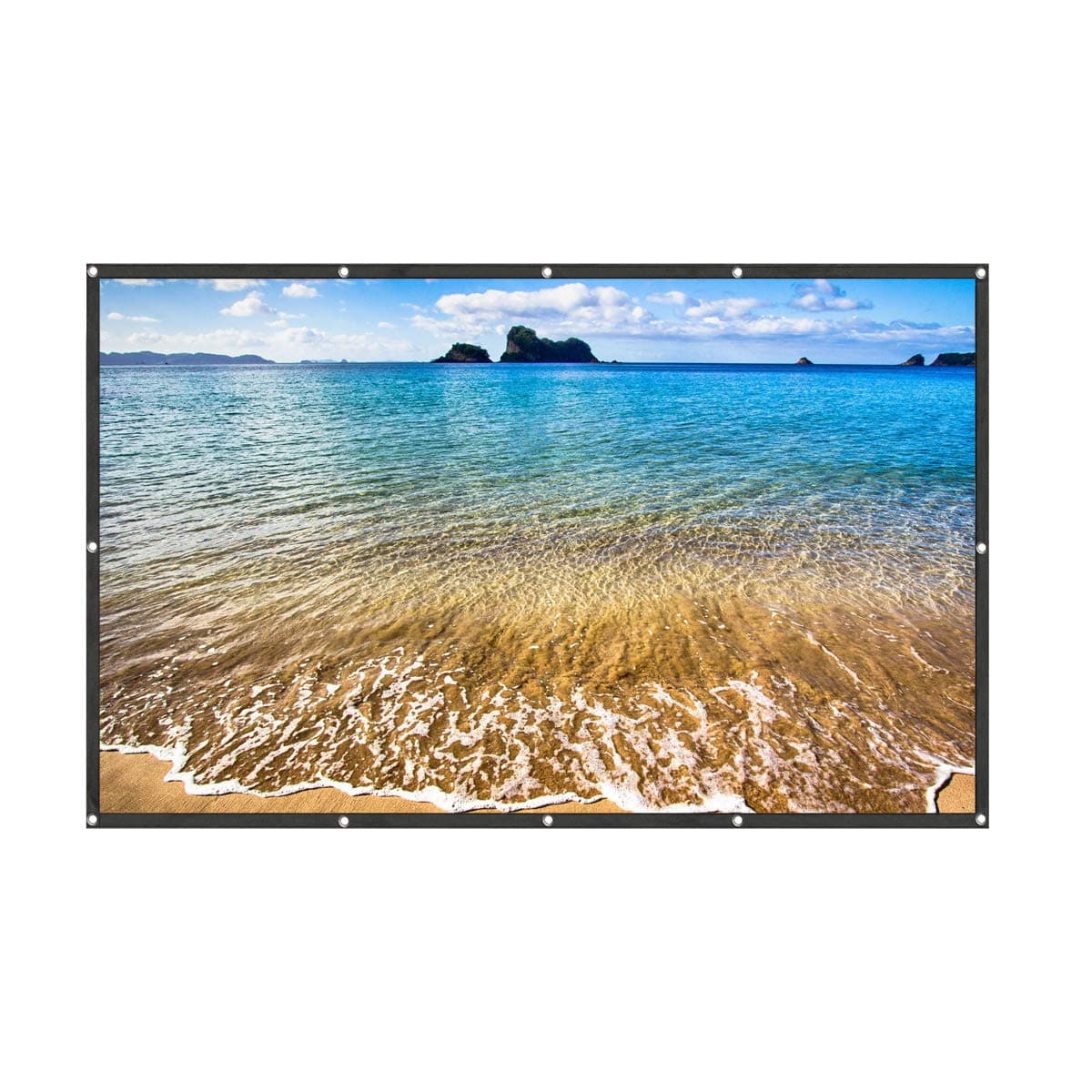 100 inch Projection Screen 16:9 HD Foldable Anti-Crease Portable Projector Movies Screen for Home Theater Outdoor Indoor Support Double Sided Projection, 2lbs Only