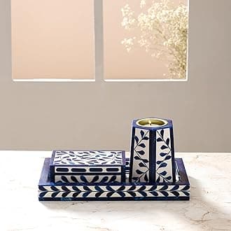 RITUALISTIC Bakhoor Set Perfect for Home fragrances | Stylish Home décor | Traditional dhoop Dhani | Pooja Essentials | Arabic Incense Holder with Storage and Multipurpose Tray | Blue