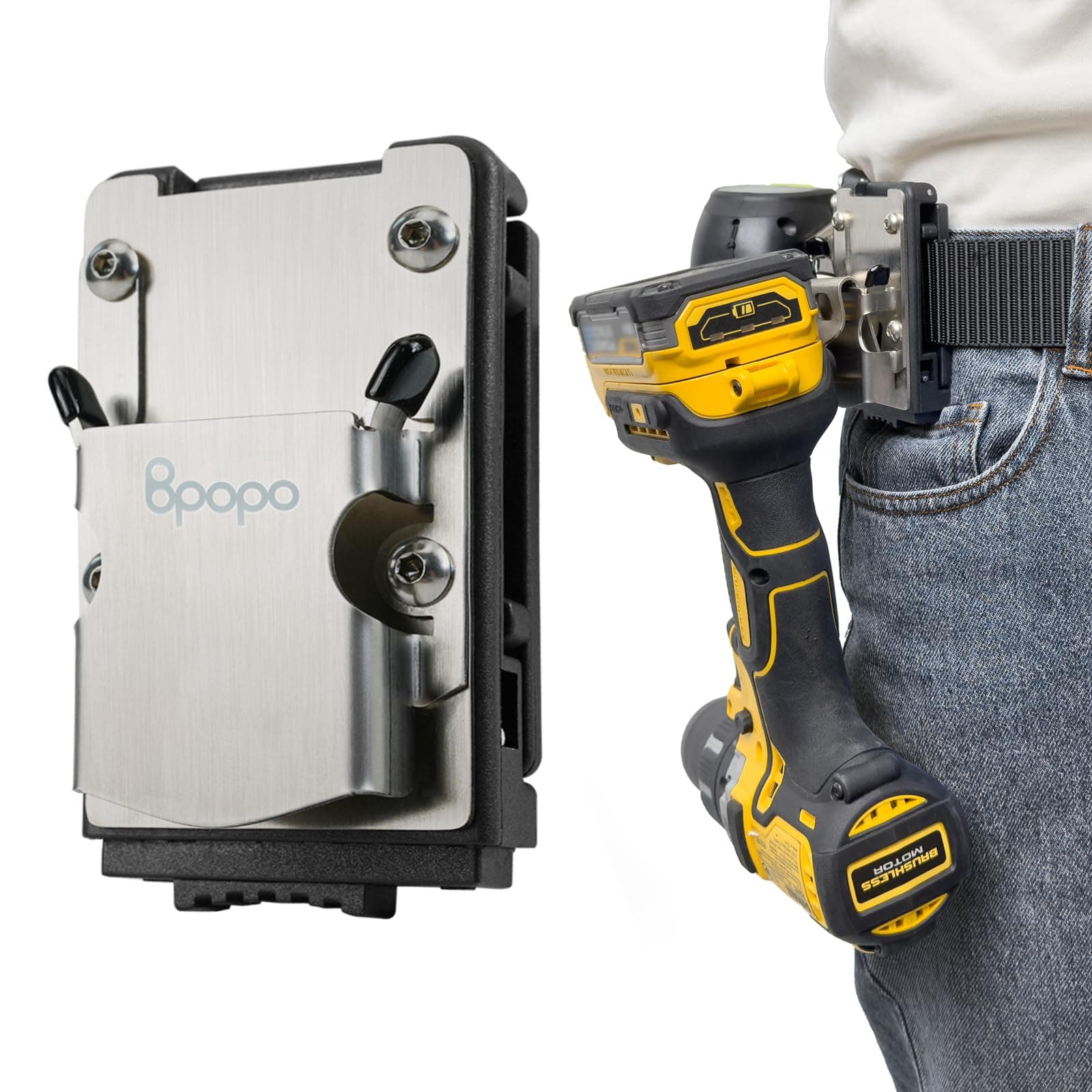 Drill Holder Belt Clip,Hook Holster for Cordless Drill Driver, Tape Measure,Quick Access Eletric Drill Clip on Belt,Fits Up to 2.1''