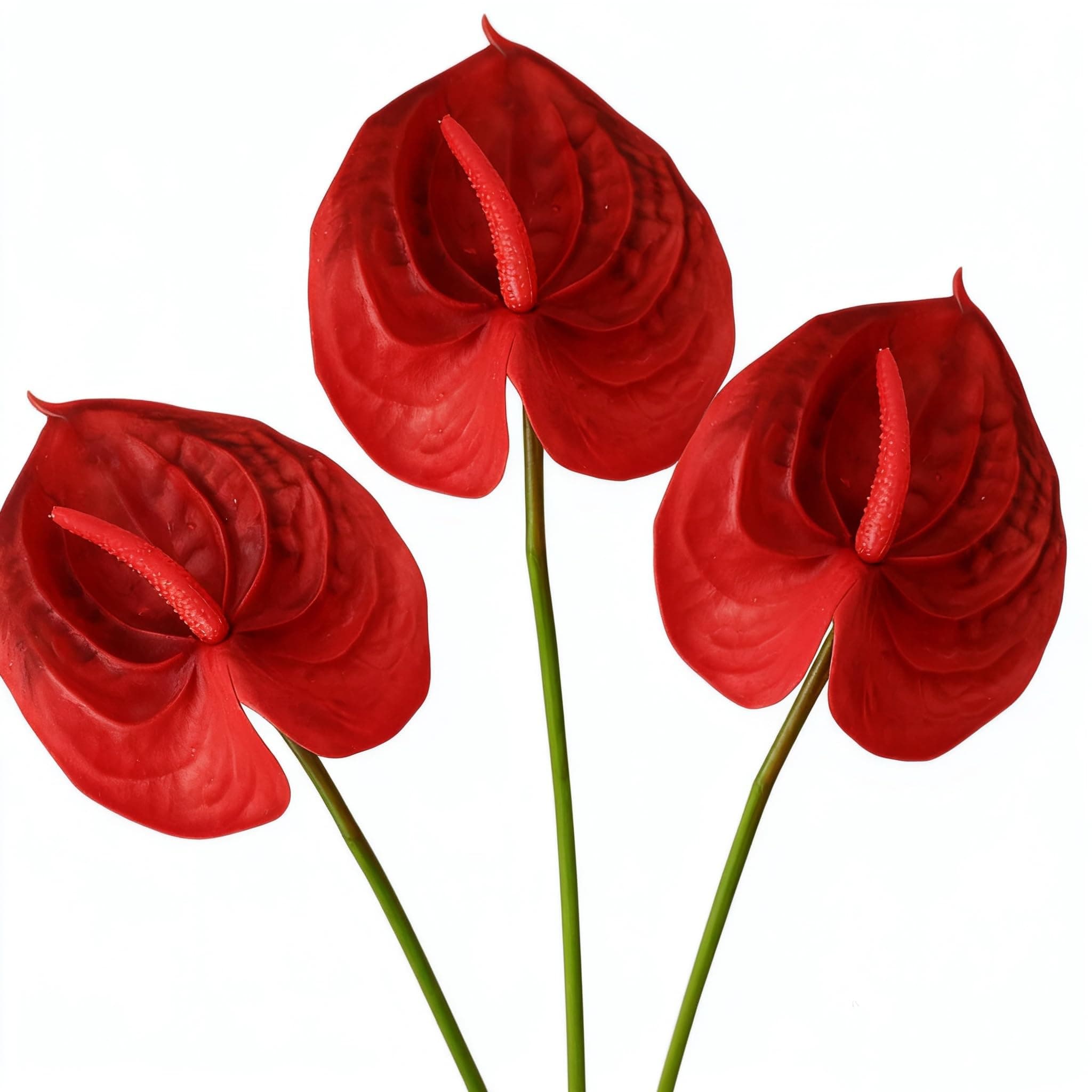 Artificial Anthurium Flowers 6 Pack 21 Inch Red – Real Touch Faux Flowers for Home Decor, Bathroom Décor, Party Decorations, Wedding Centerpieces