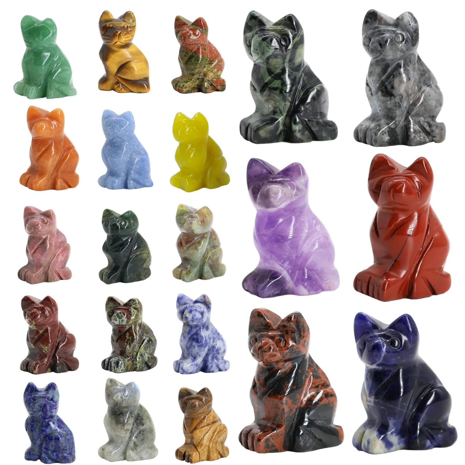 Gemstone Cat Figurine Mix 6PCS