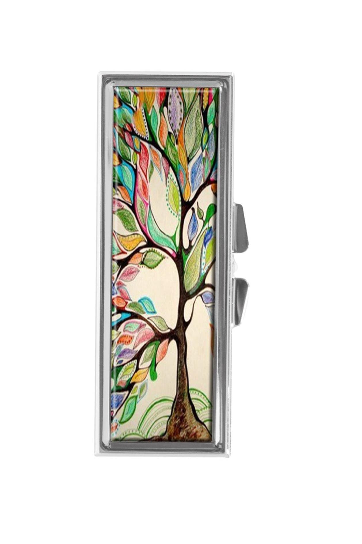 Tree Life Pill Box for Purse or Pocket Pill Case Decorative Boxes Gift Box Pill Organizer for Travel Pill Box