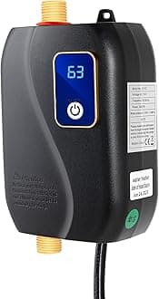 3000w Electric Tankless Water Heater, Tankless Mini Hot Water Heater with Digital Display, Under Sink On Demand Instant Hot Water Heater for Home Kitchen Bathroom (Black)