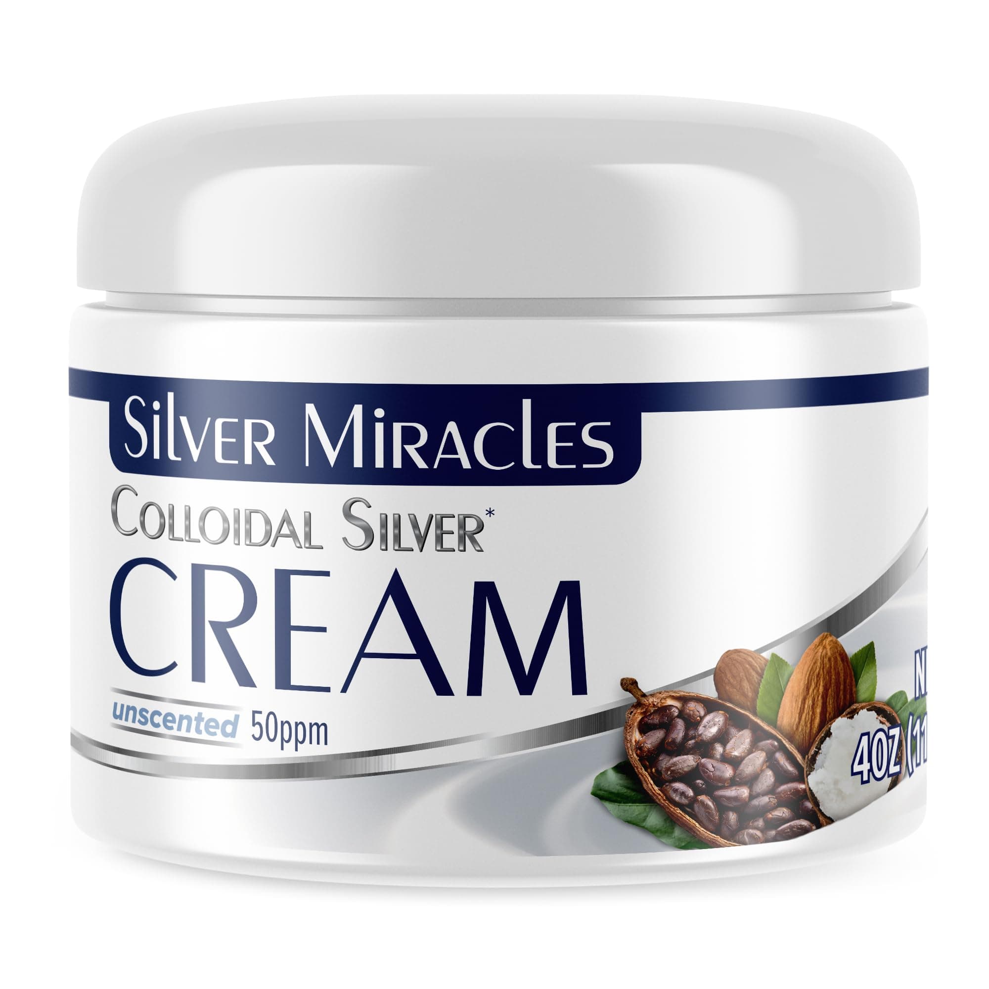 Colloidal Silver Cream - 4oz - Colloidal Silver Skin Healing Cream - Scent and Dye Free - Moisturizes Dry Skin - Made with 99.999% Pure Silver