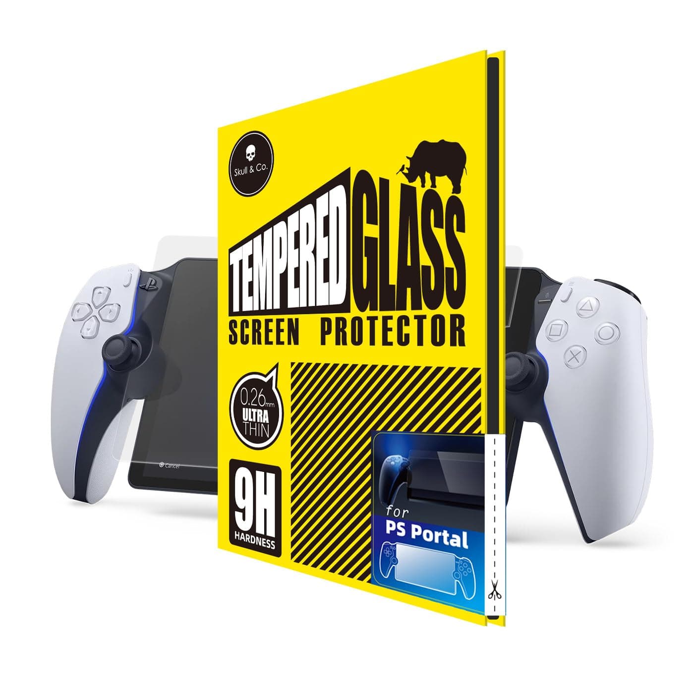 Skull & Co. High Transparency and High Sensitive Tempered Glass Screen Protector for PlayStation Portal (2-PACK)