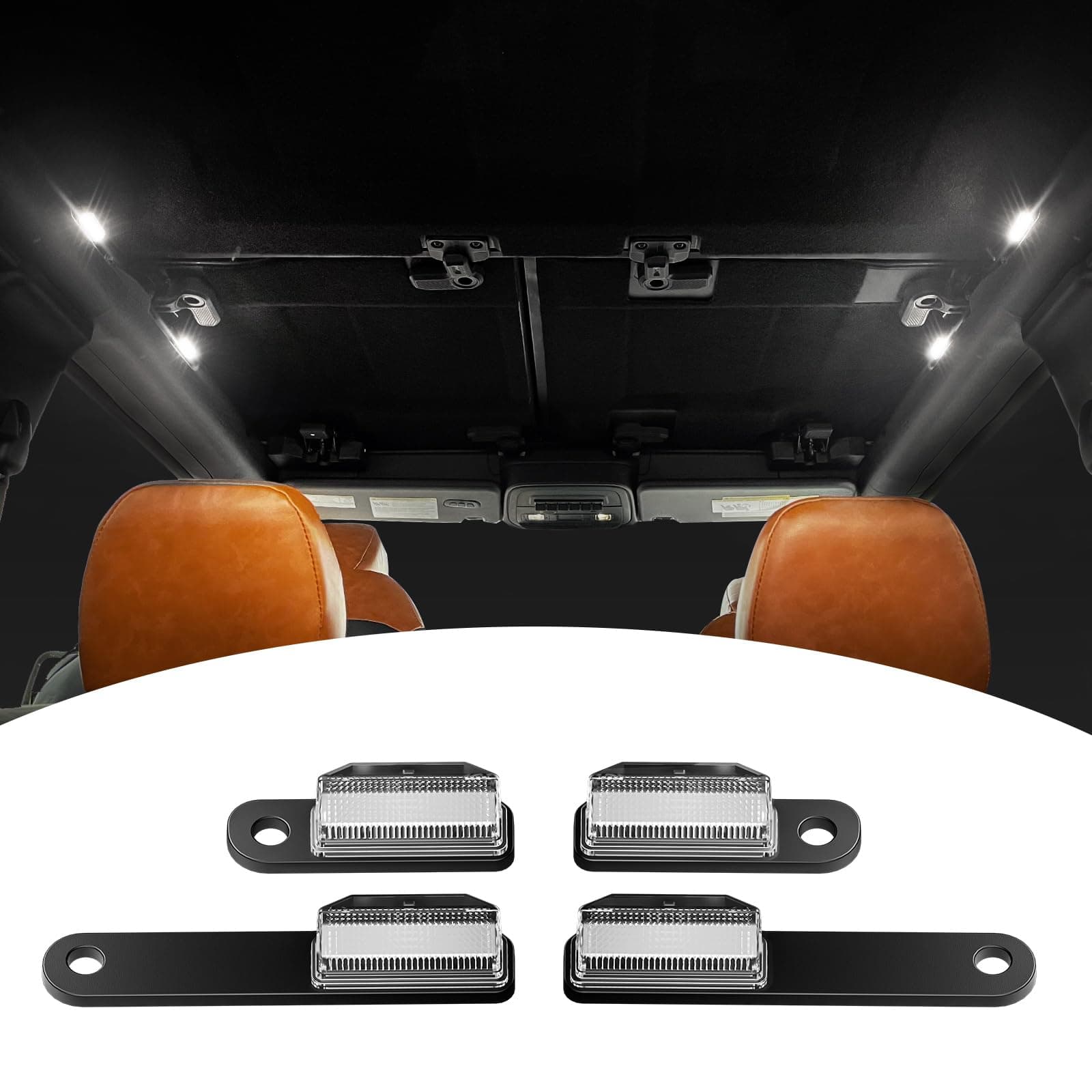 LED Interior Dome Lights 4Pcs Kit Fit Ford Bronco 2021 2022 2023 2024 Bronco Accessories 2/4 Door Easy Installation Hardtop/Softtop(Not for Sport)