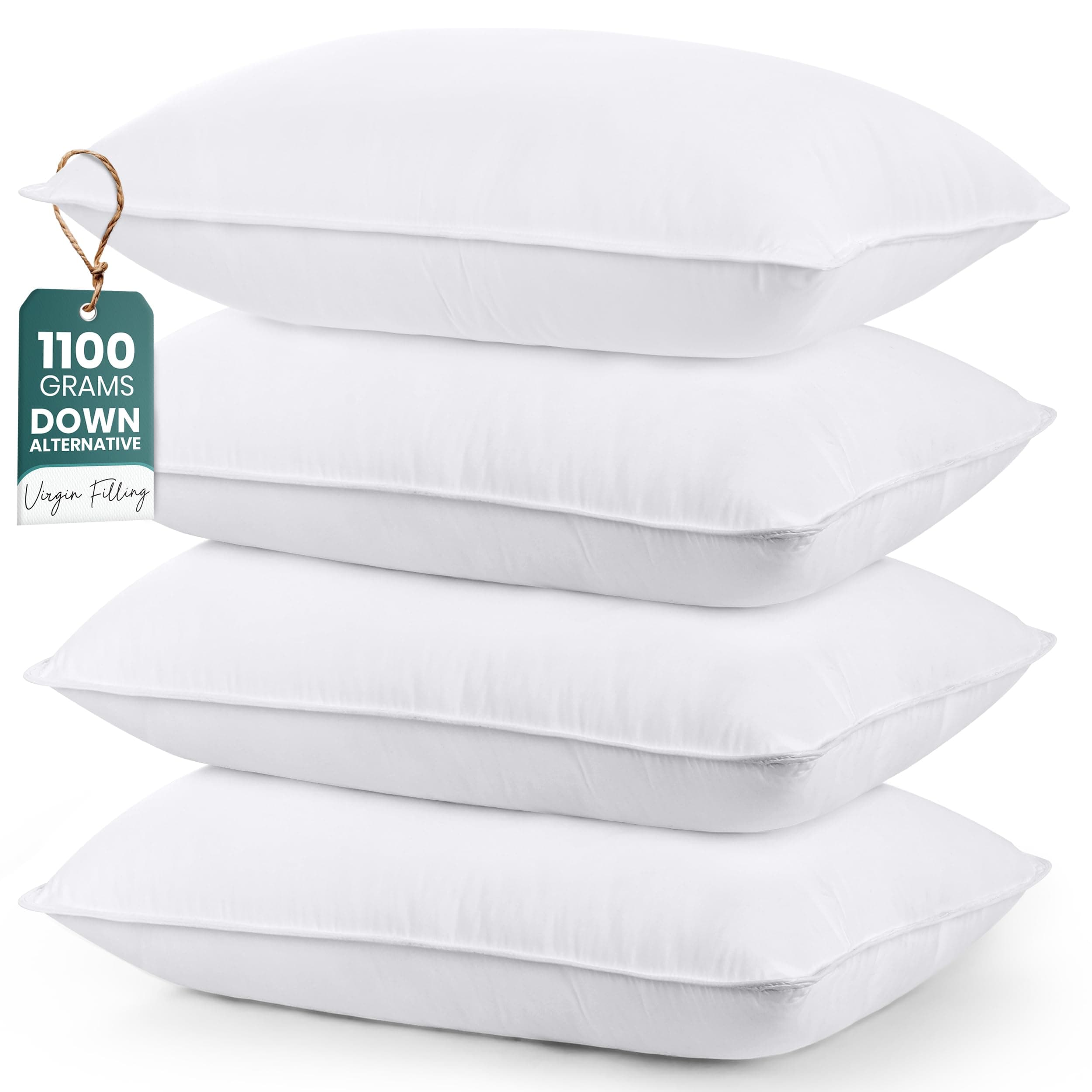Utopia Bedding Bed Pillows for Sleeping (White), Queen Size Set of 4, Hotel Pillow, Cooling Pillows for Side, Back or Stomach Sleepers