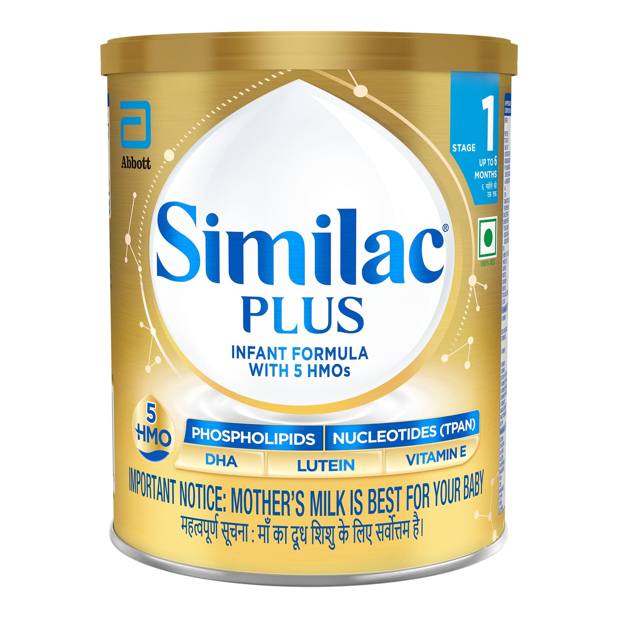 Plus Stage 1 Infant Formula, Up to 6 Months, 400g Tin, with HMO, Supports Baby's Immunity and Brain Development, Powder