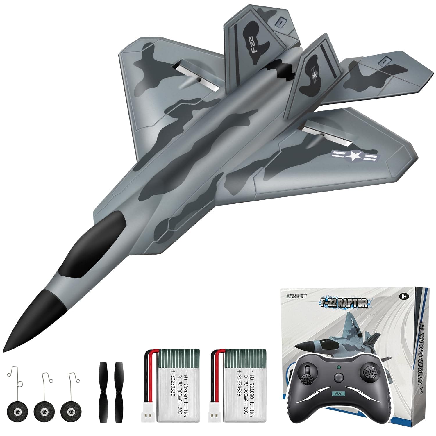 2 CH RC Airplane, F-22 Plane Ready to Fly, 2.4GHz Remote Control, Easy to Fly RC Glider for Kids & Beginners
