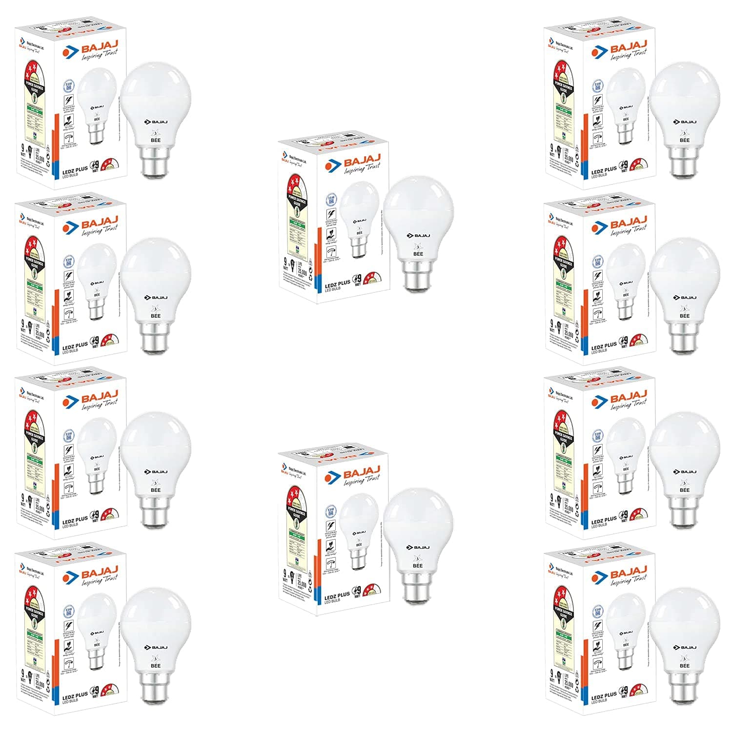 BajajIvora Hb Led Lamp 9W Cdl Cool Daylight | Energy Efficient | Environment Friendly | Ir, Uv Free | 3.5 Kv Surge Protection | Led B22 Bulb For Home | (Pack Of 10) | 1 Yr Warranty