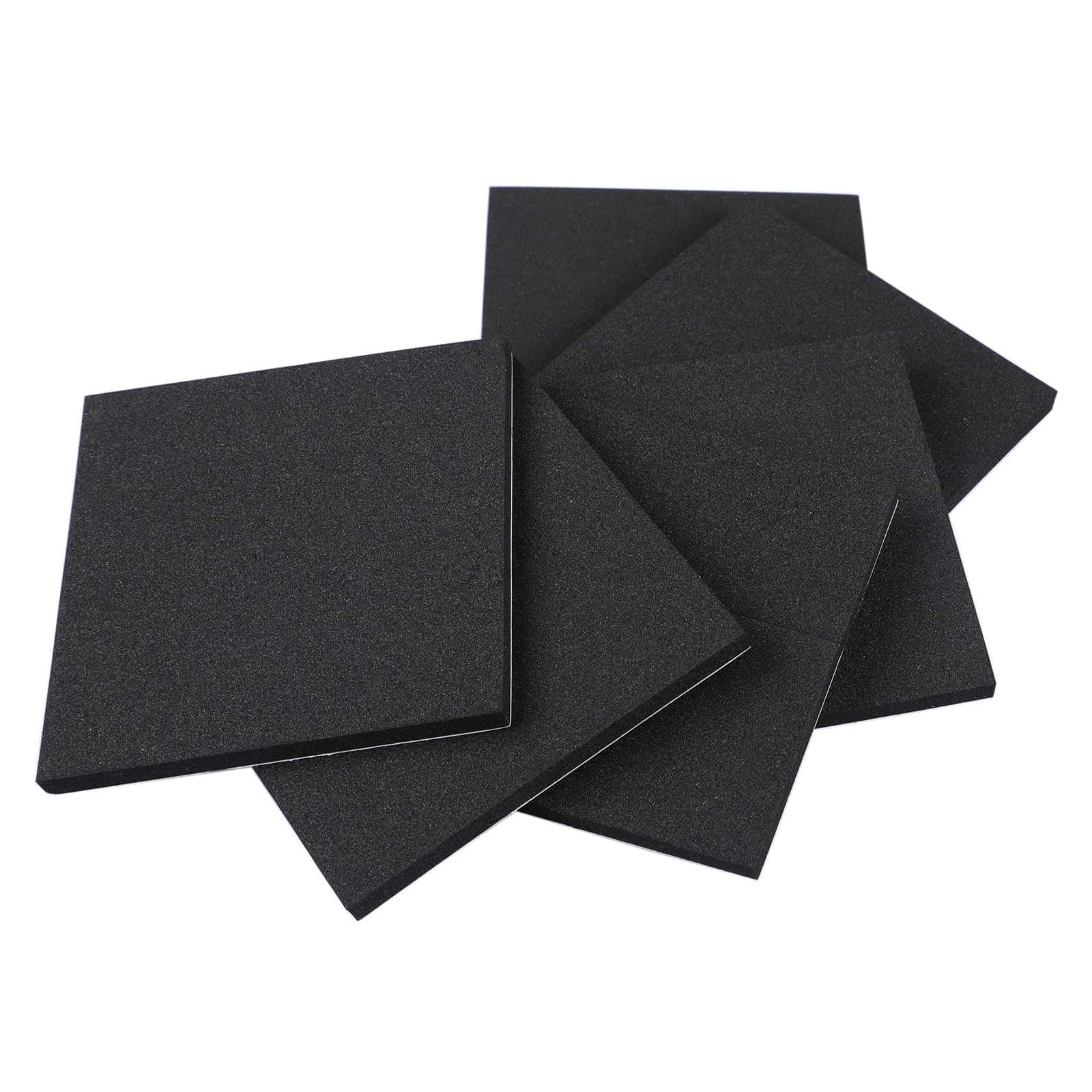 MAGZO 6Pcs Adhesive Foam Padding 1/4 in Thick X 4 in X 4 in,Closed Cell Foam Sheets Neoprene Rubber Self Stick Pads Anti Vibration Pads,Black (4in x 4in x 1/4in, 6Pcs)