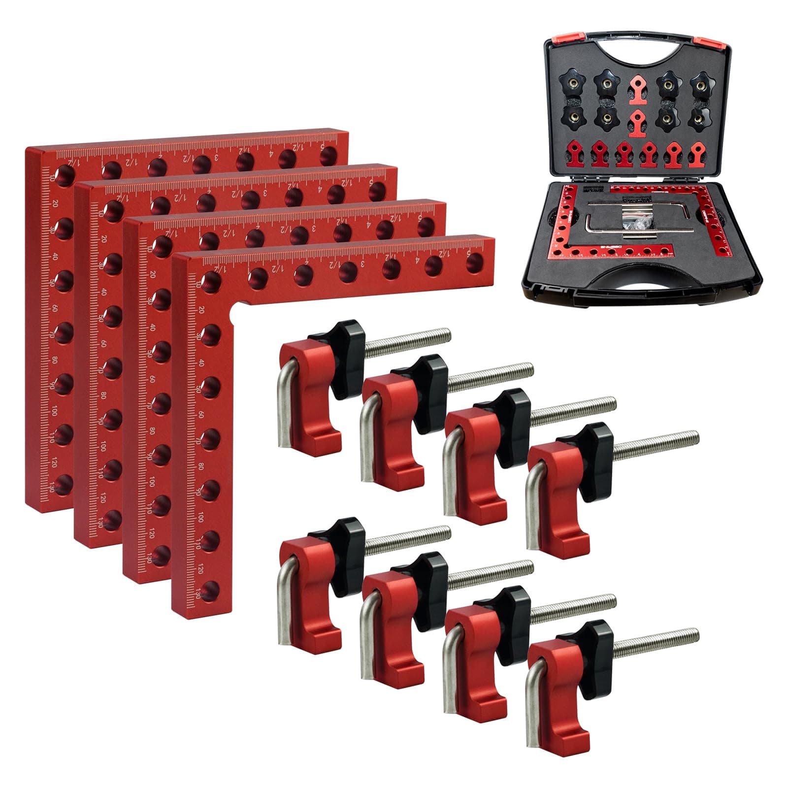 90 Degree Positioning Squares Right Angle Clamps 5.5" x 5.5",Aluminum Alloy Woodworking Carpenter L-Type Corner Clamping Tool for Picture Frames, Boxes, Cabinets or Drawers (4)