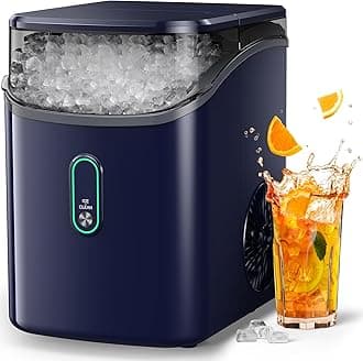 Silonn Nugget Ice Maker Countertop, Pebble Ice Maker with Crushed Ice, One-Click Operation Ice Machine with Self-Cleaning, 33lbs/24H for Home, Kitchen, Office, Blue