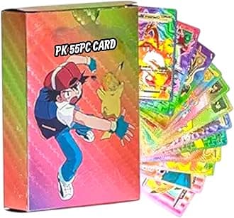 SHAKTISM Poke Collectible Card Game Trading Card Game Water Proof Booster Pack Set, V Series, Vmax GX Rare, Gold Foil, Collectible Foil Cards (Rainbow 55Pc)