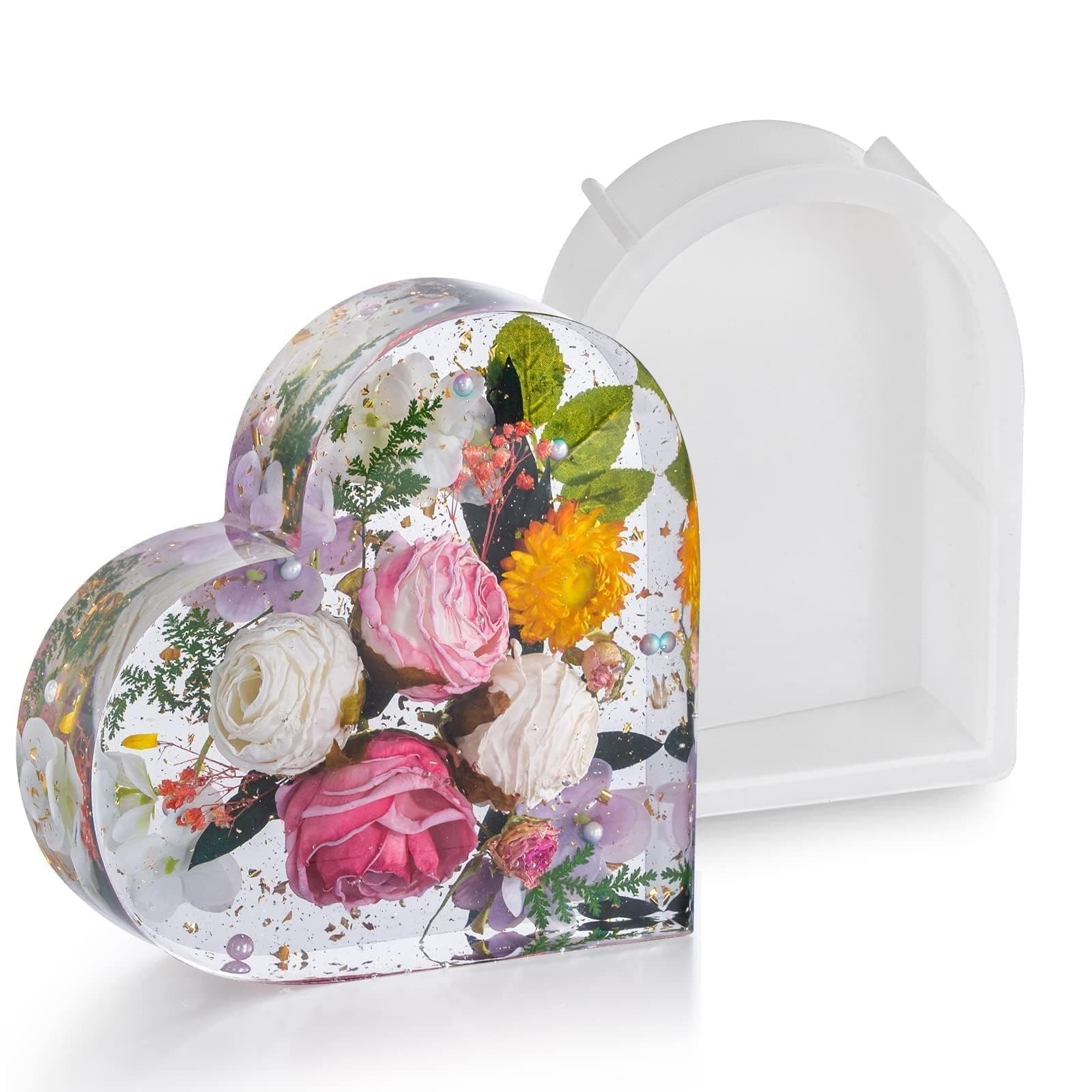 DINGFENG Deep moulds: Epoxy resin moulds, geometric mould, 3D epoxy resin large mould, silicone resin moulds, heart-shaped epoxy resin for DIY flowers, Deresine art cast resin