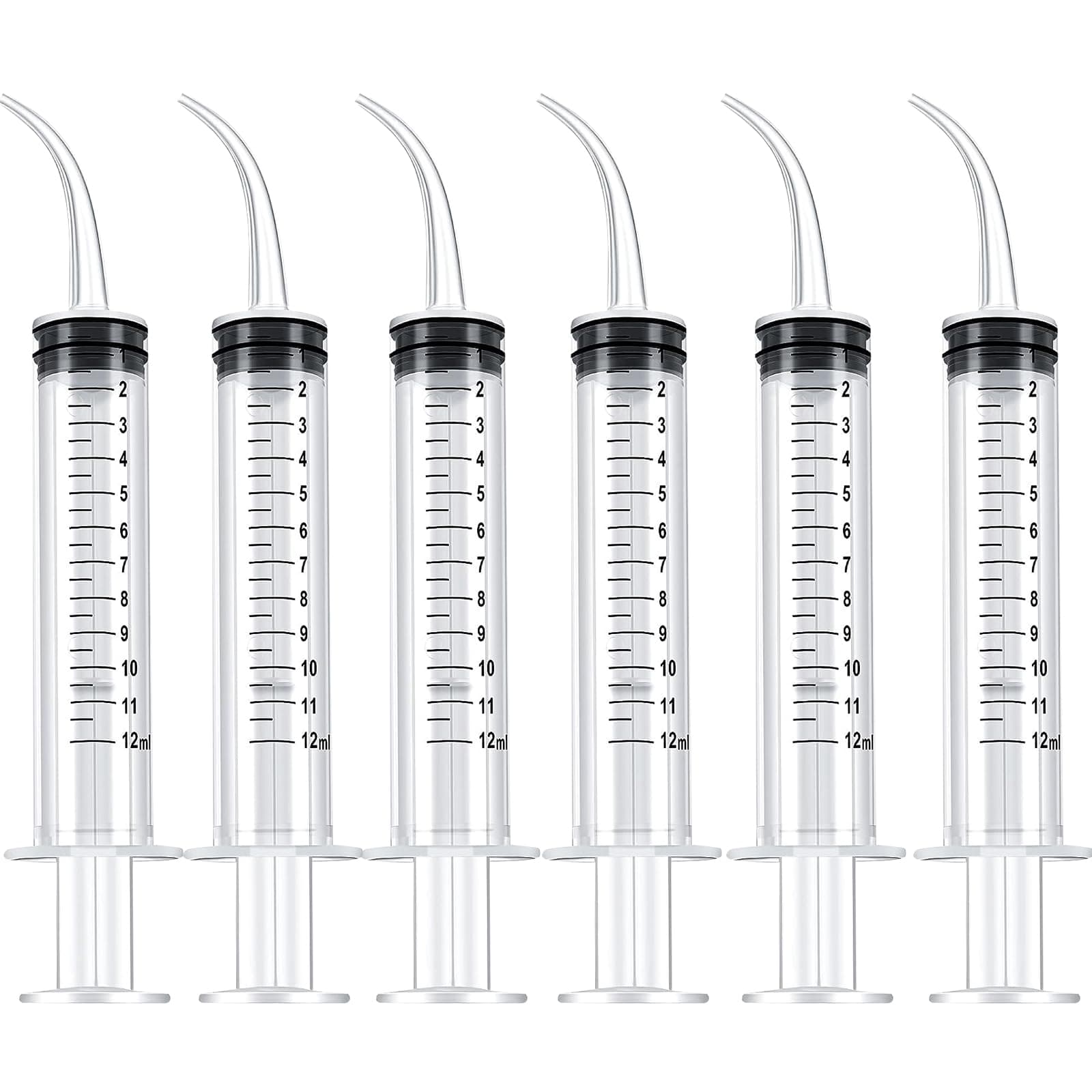 Syringe Pet Feeder 6 Pack 12ml with Curved Tip Disposable Syringe,Cats,Dogs, Small Animals, Liquid Injection (Without Needle)