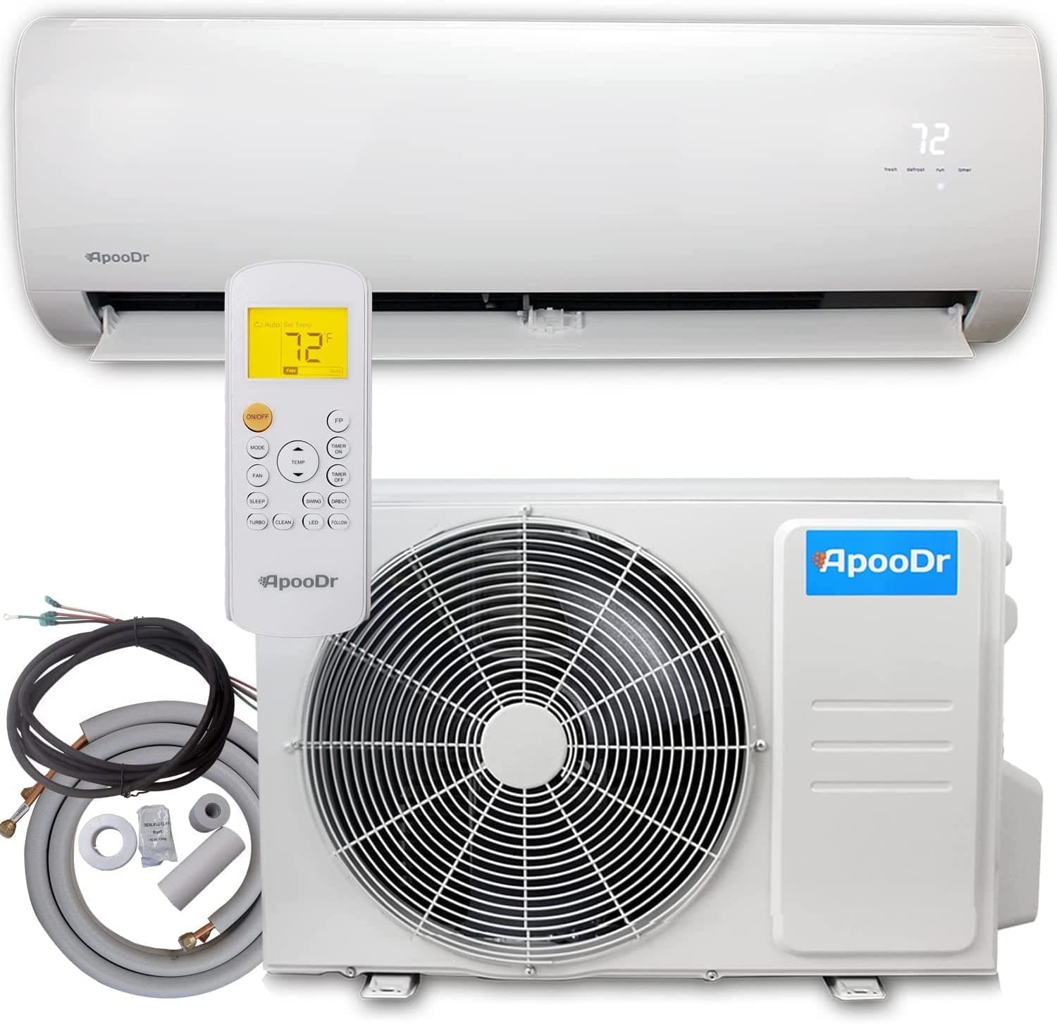 9000 BTU Mini Split Air Conditioner Ductless Inverter System 16.5 SEER with Heat Pump 220V,with Installation Kit