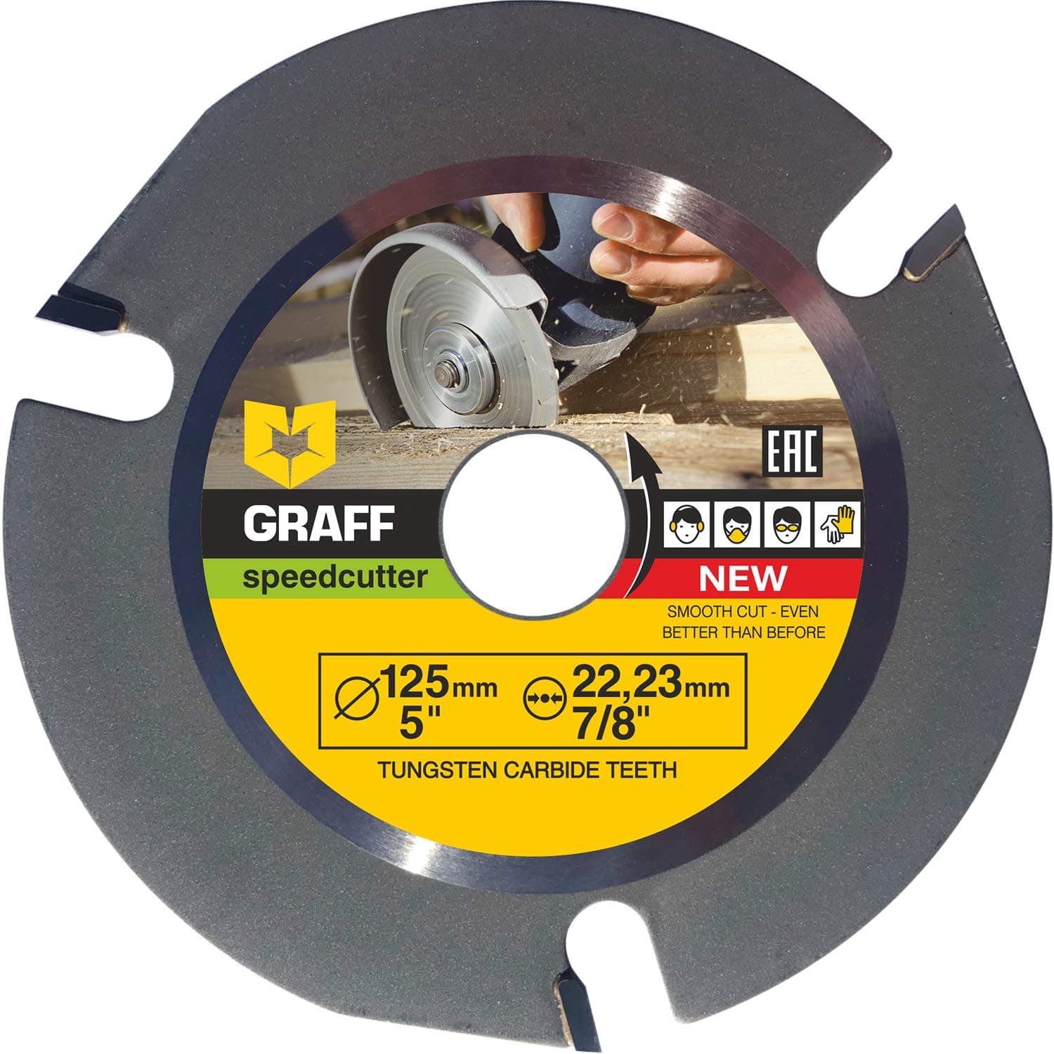 GRAFF SPEEDCUTTER 5 Wood Carving Disc for Angle Grinder - Circular Saw Blade for Cutting, Sculpting & Shaping - 7/8" Arbor - 125mm