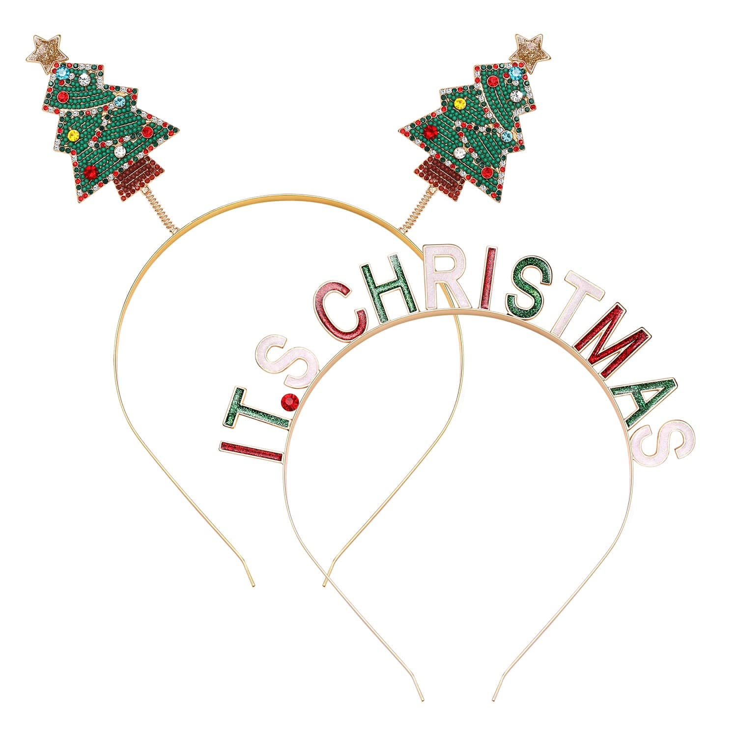 boderier Christmas Headbands for Women Beaded Christmas Tree MERRY CHRISTMAS Tiara Headband Xmas Party Hair Accessories Gifts