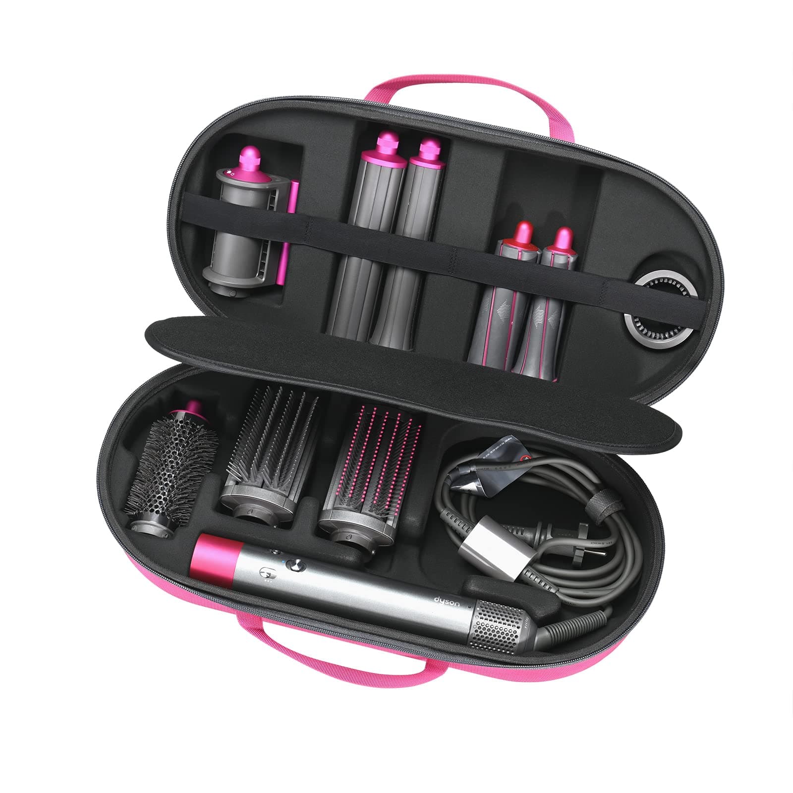RLSOCO Hard Case for Dyson Airwrap Complete Long/Complete Styler HS08 HS05 HS01,NOT for Dyson Airwrap i.d. - Fits 4pcs Long Barrels or Short Barrels - Pink (Case Only,Hair Styler is not Included)