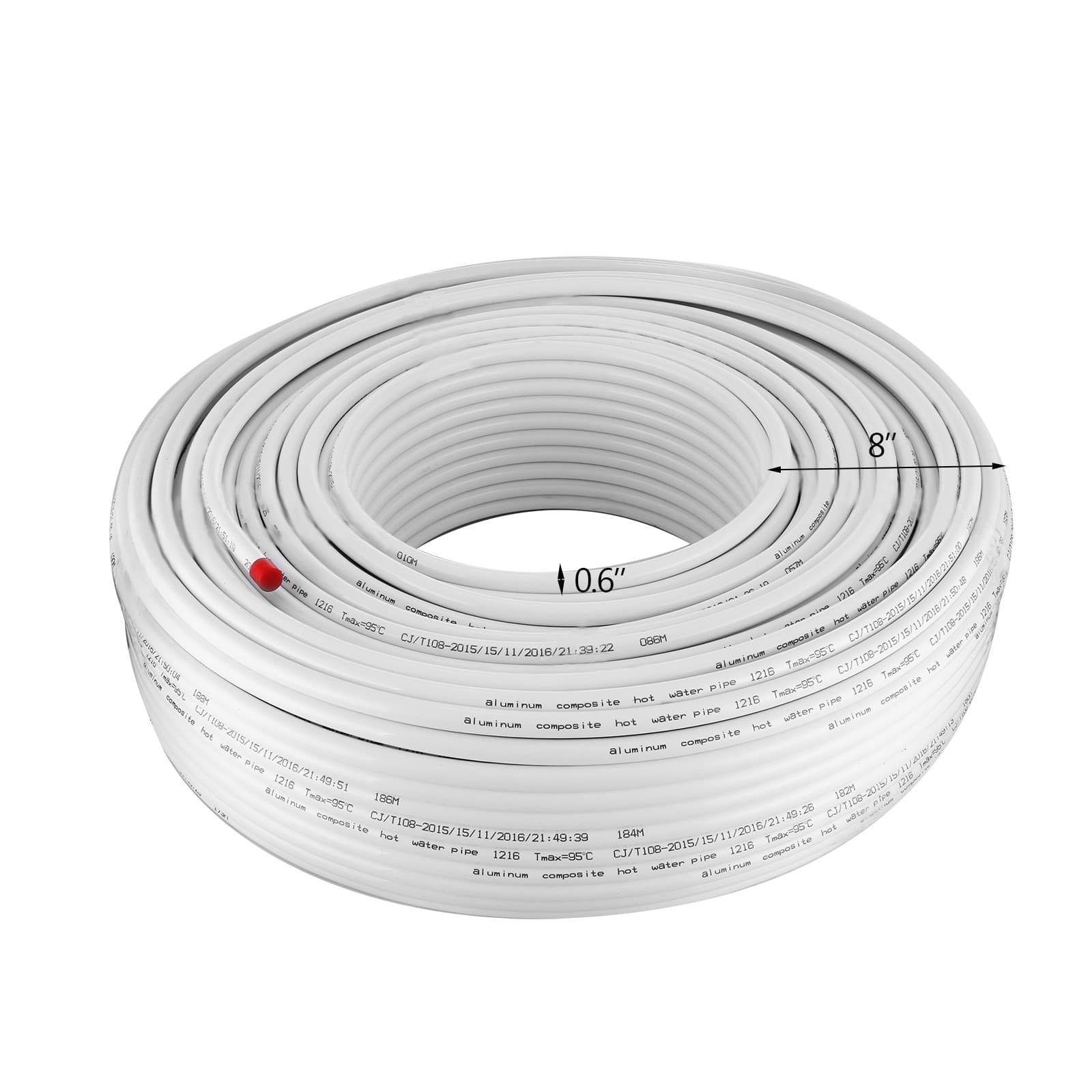 FORAVER 300m Underfloor Heating PEX-AL-PEX Pipe 16mm x 2mm Multi-layer Aluminium Composite Pipe Tubing Oxygen-Barrier Heating Plumbing Indoor Gas Water Solar Energy Piping (300m)