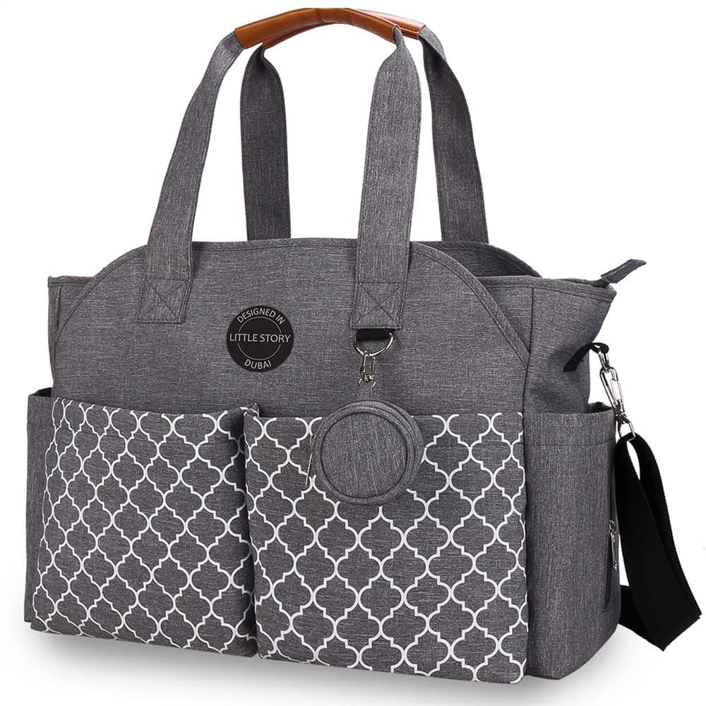 Signature Diaper Bag Grey, L
