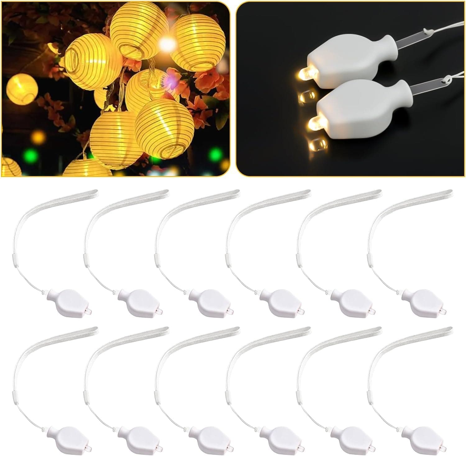 Azonee LED Balloon Lights 12 x LED Lantern Lights Lanterns LED Balloon, LED Paper Lamp Balloon Lights Decoration Fairy Lights for Wedding, Halloween, Party Lights Decoration (Warm White)