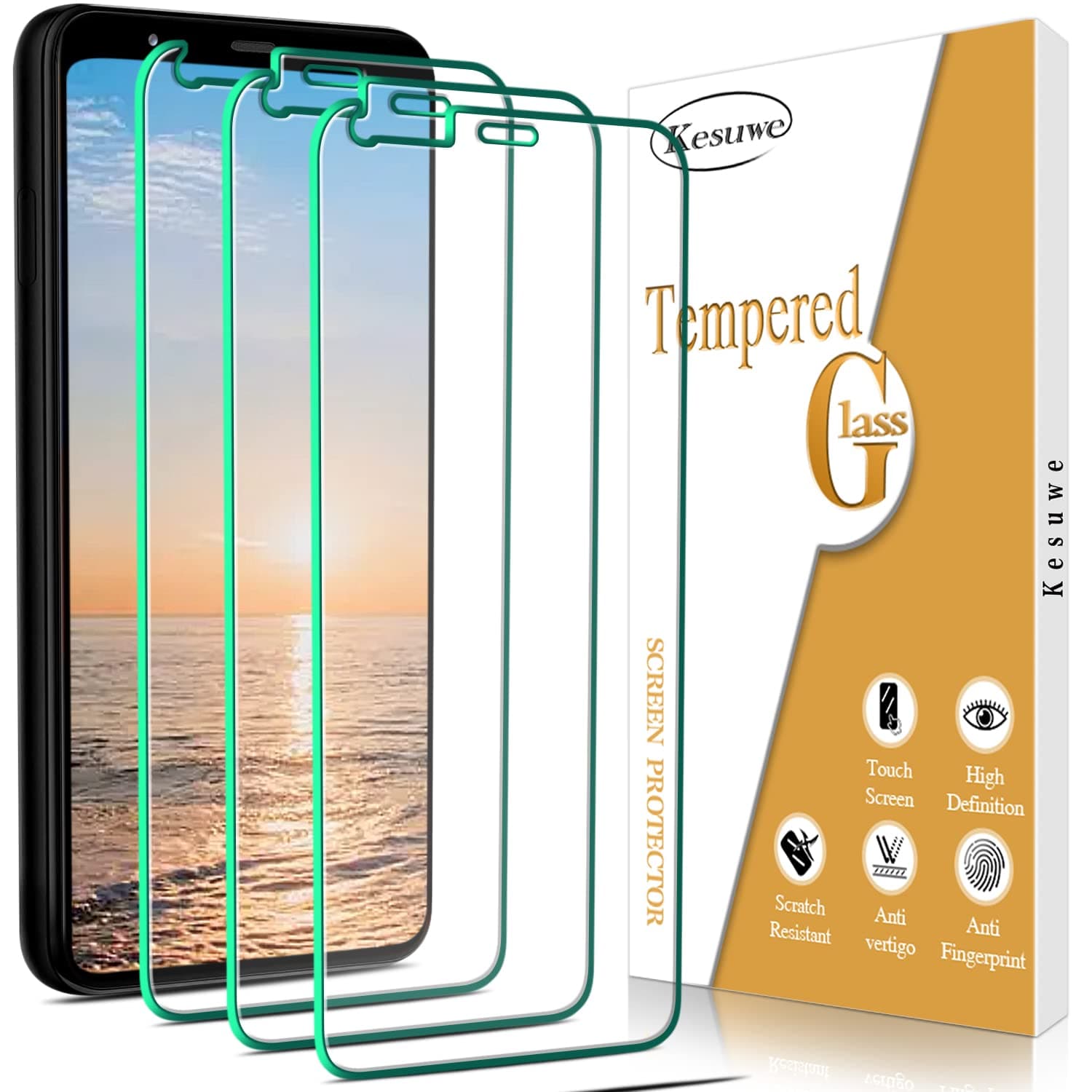 Kesuwe [3 Pack Screen Protector for Google Pixel 4 Tempered Glass, Anti Scratch, 9H Hardness, 0.33mm Ultra Transparent, HD Clear, Bubble Free, Case Friendly, Easy Installation