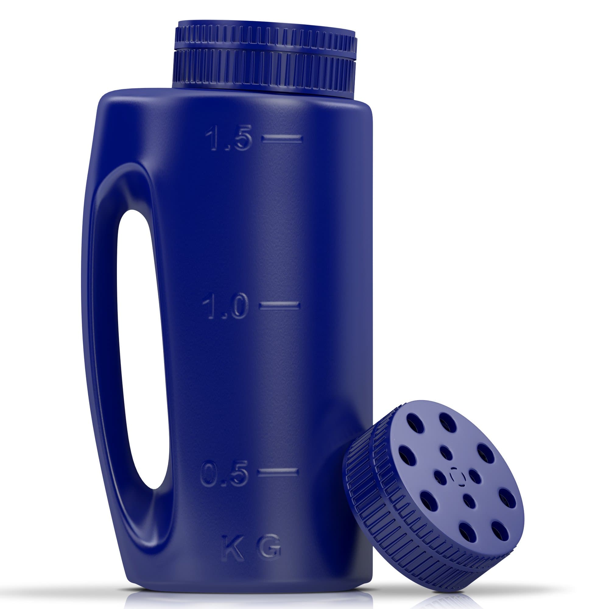 Ezi – Spreader Hand Held with Adjustable Hole Size Handy for Fertiliser Lawn Seed Grit Rock Salt to Deice Insect repellent and More Heavy Duty - Comes with a Spare Lid