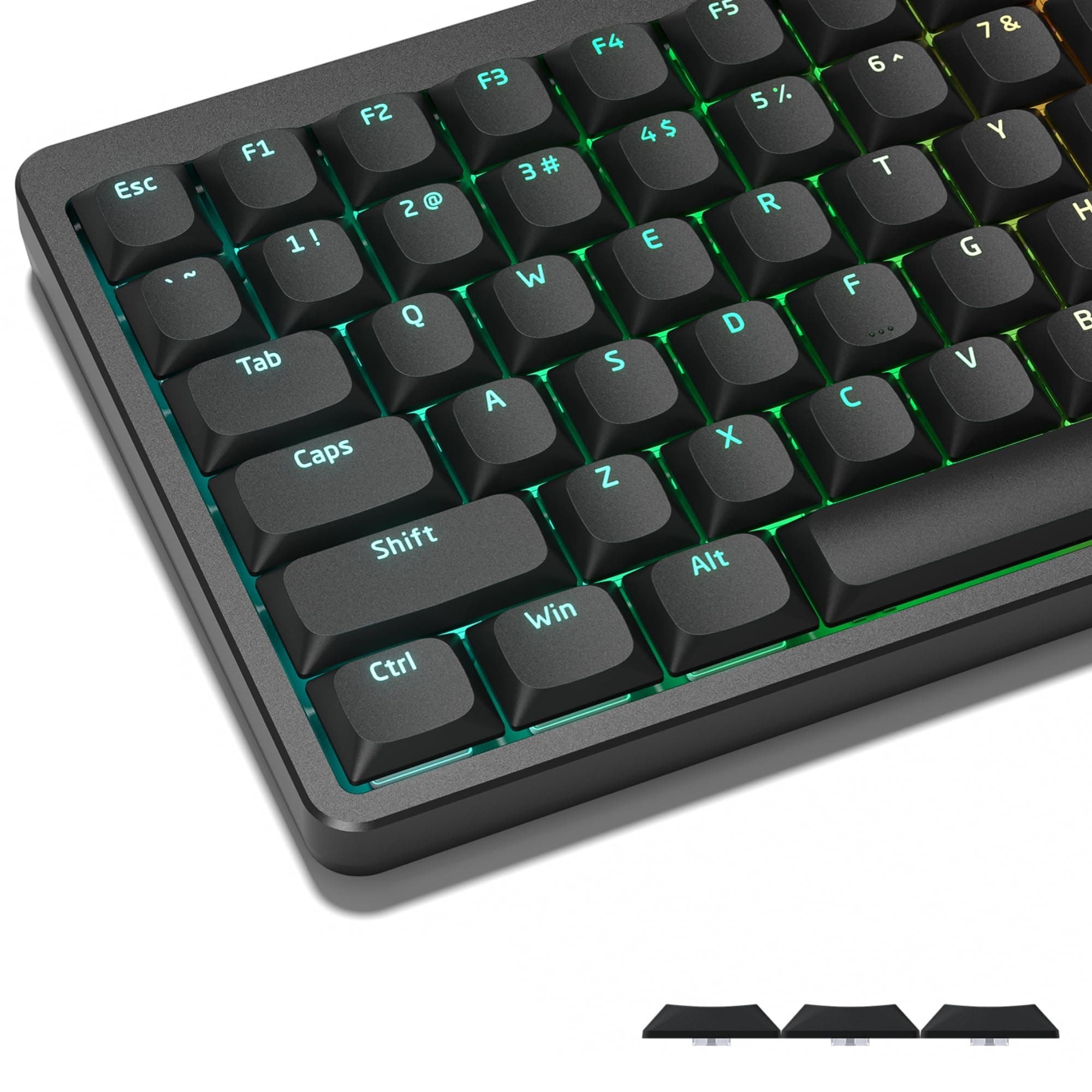 Womier Low Profile Keycaps for Mechanical Keyboard, Black Shine Through Keycaps, PBT Keyboard Key caps 60% 65% 75% 96% 100% for Cherry Gateron MX Switches, Black Backlight