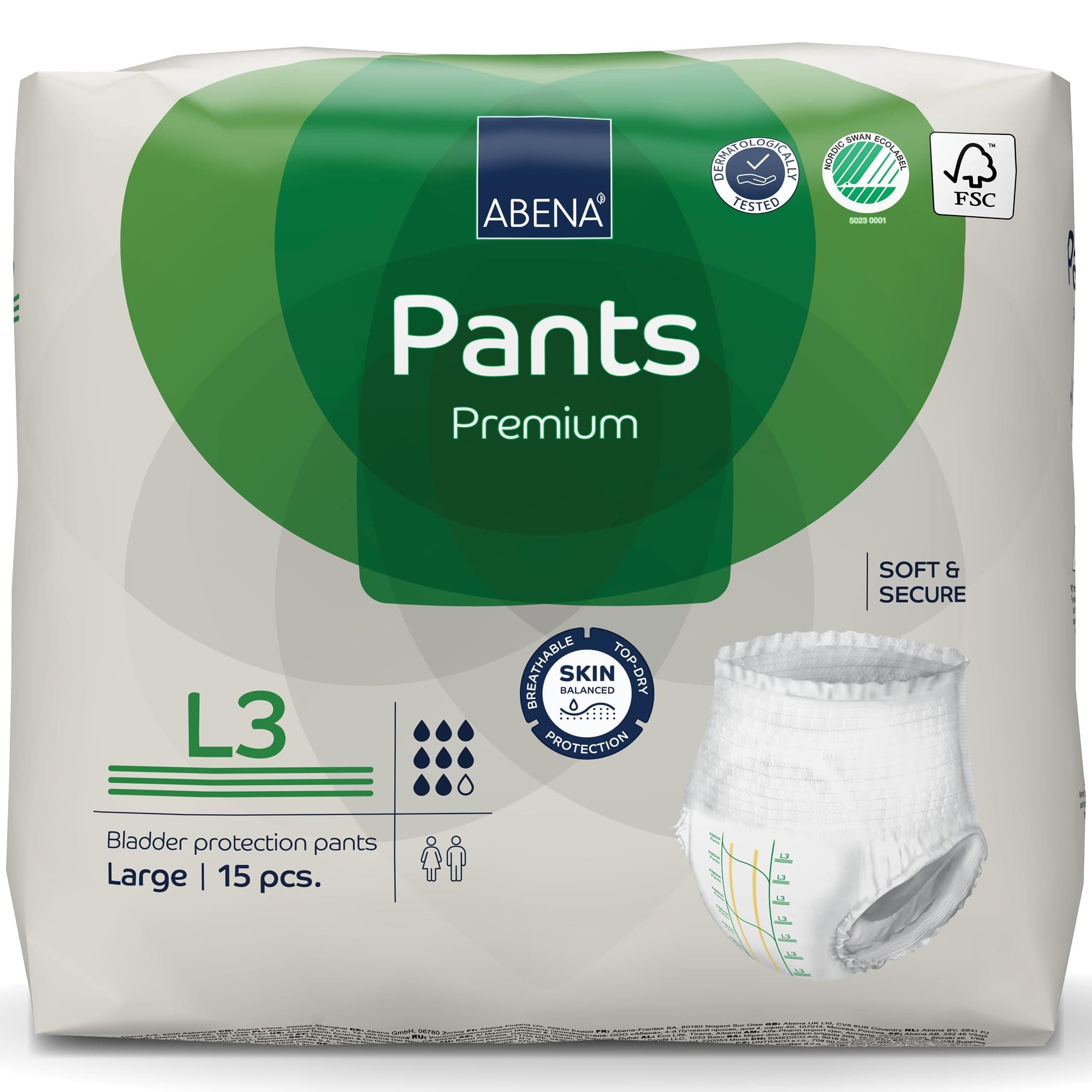 Premium Incontinence Protective Underwear, Abena Pants, Pull-ups, Heavy Absorbency, Level 3, Large, 90 Count