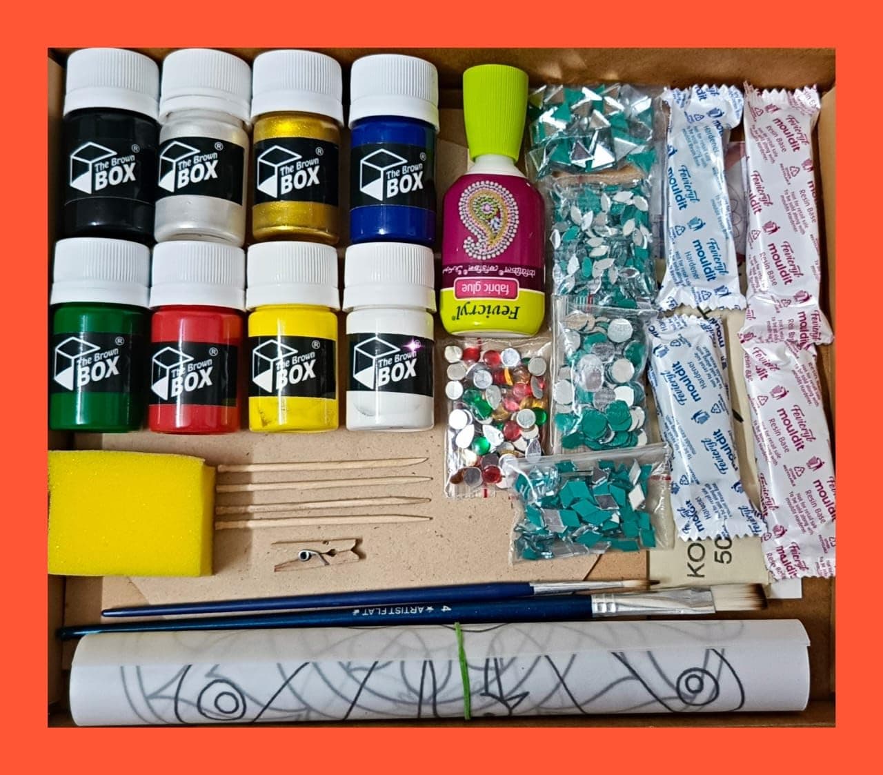 Lippan Art Kit for Adults & Beginners | Mud Mirror Work DIY Kit | Hobby & Craft Kit with Designs, Colors & Tools | Traditional Kutch Wall Art | Gift for Girls, Christmas, Birthday