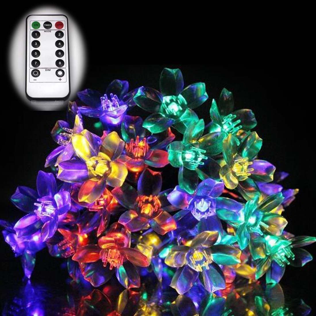 Amants01 Remote Battery Operated Cherry Blossoms String Lights 5M/16.4feet 40 LED Cherry Blossoms for Christmas, Party, Wedding, Indoor, Garden Decor (Multicolor)