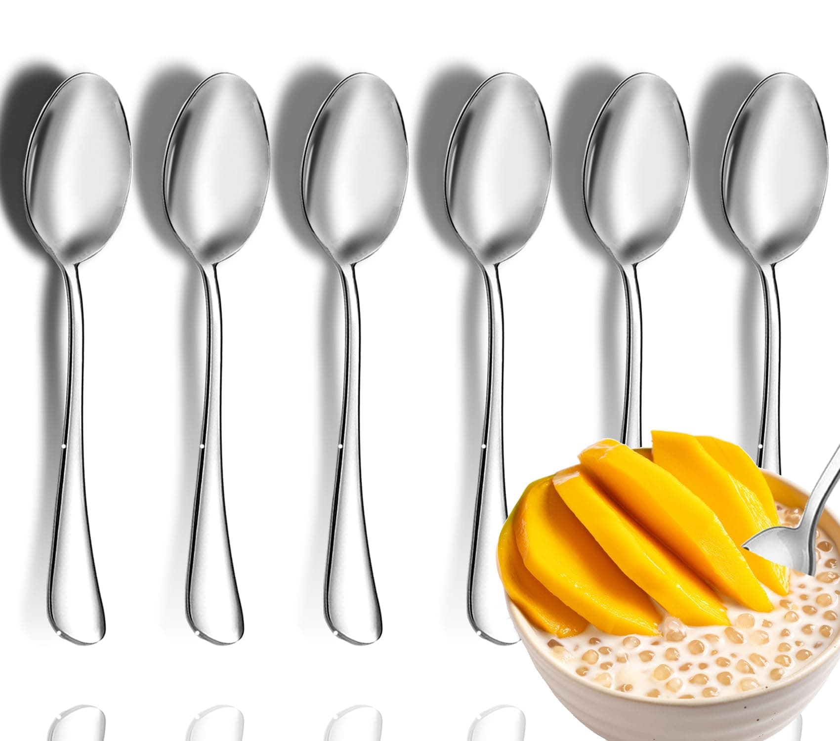 Teaspoon Set,6 Piece 6.7" Spoons Silverware, Premium Food Grade 18/10 Stainle...