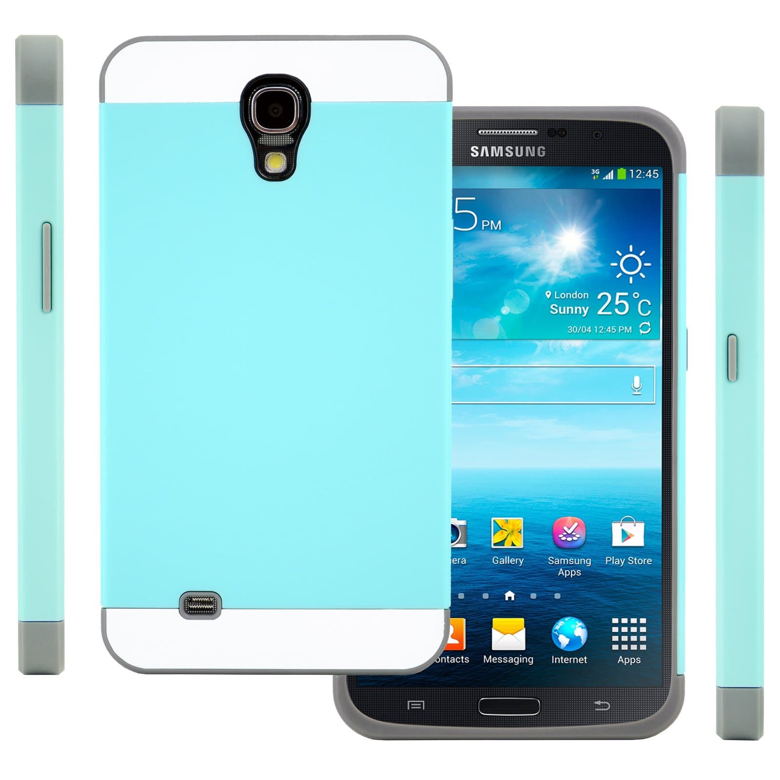 Galaxy Mega Case (Turquoise Teal/Gray), Samsung Galaxy Mega 6.3" CellJoy (Will NOT Fit Mega 2) [Vivid Hybrid] Dual Layer TPU Case Phone Cover SkinCard Storage for i9200