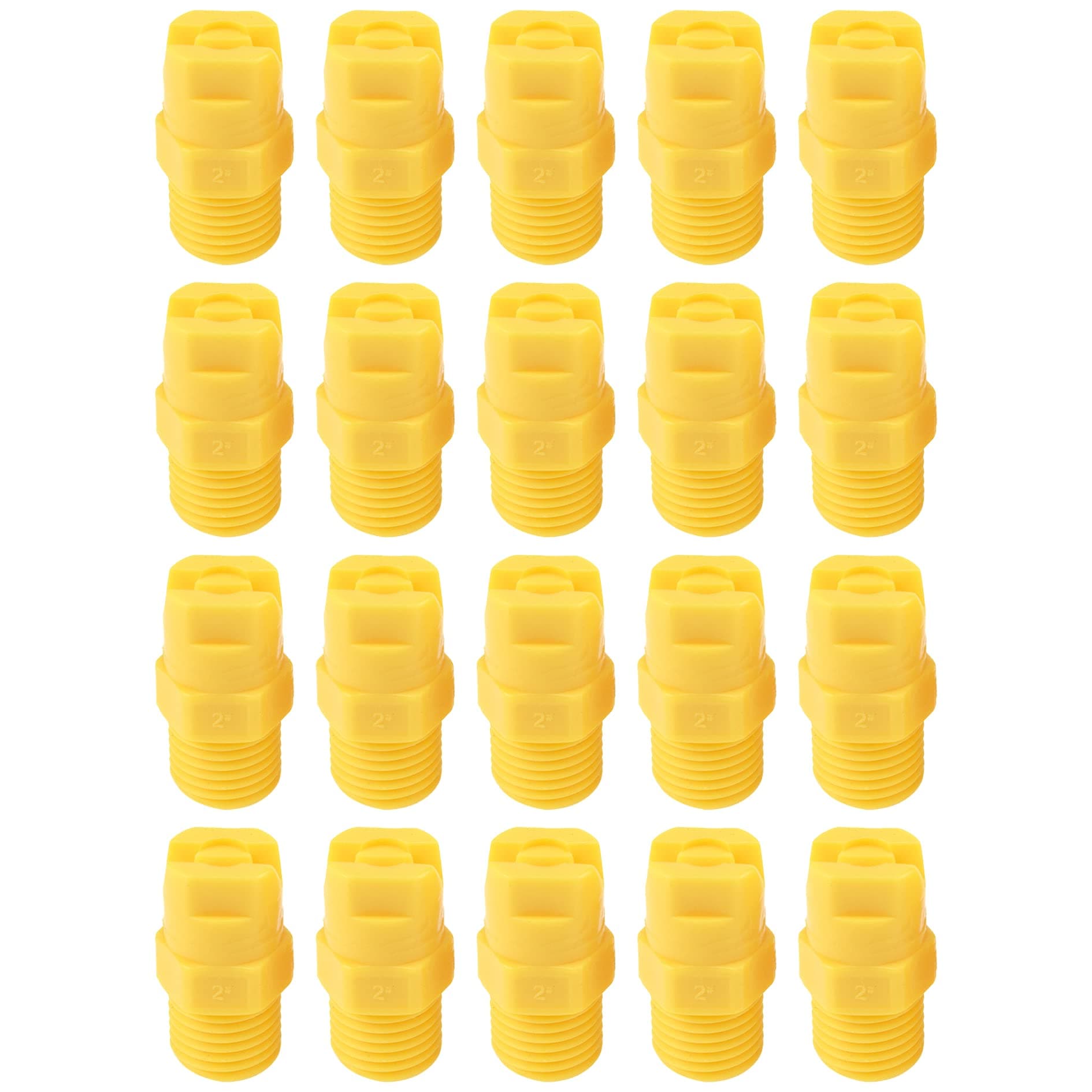 20Pcs Plastic 1/4 BSPT Male Thread Flat Fan Sprayer Tip 80 Degrees Nozzles For Cooling, Agricultural Irrigation, Waste Gas Treatment Yellow